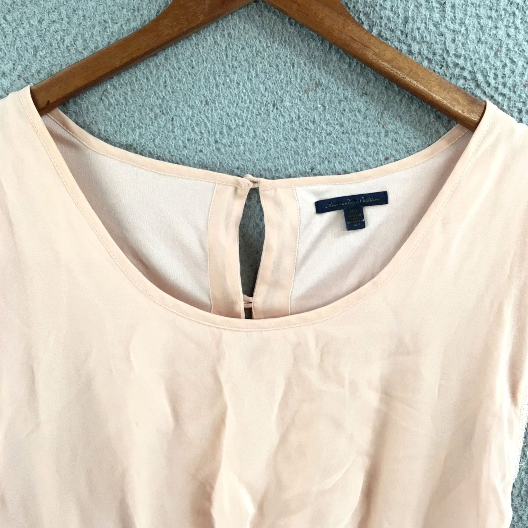 American Eagle Outfitters American Eagle Outfitters Mini Dress Womens M Peach Cap Sleeve Casual Stretch Dress Size M / US 6-8 / IT 42-44 - 3 Thumbnail