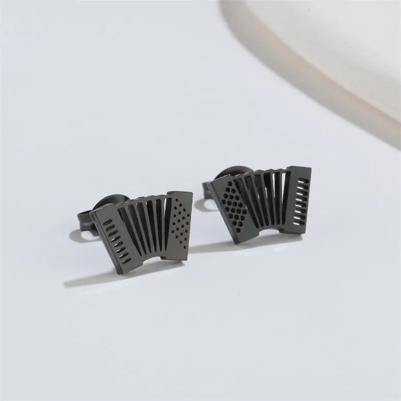 Jewelry Accordion Mini Stud Earrings Charm Earring Gift Size ONE SIZE - 1 Preview