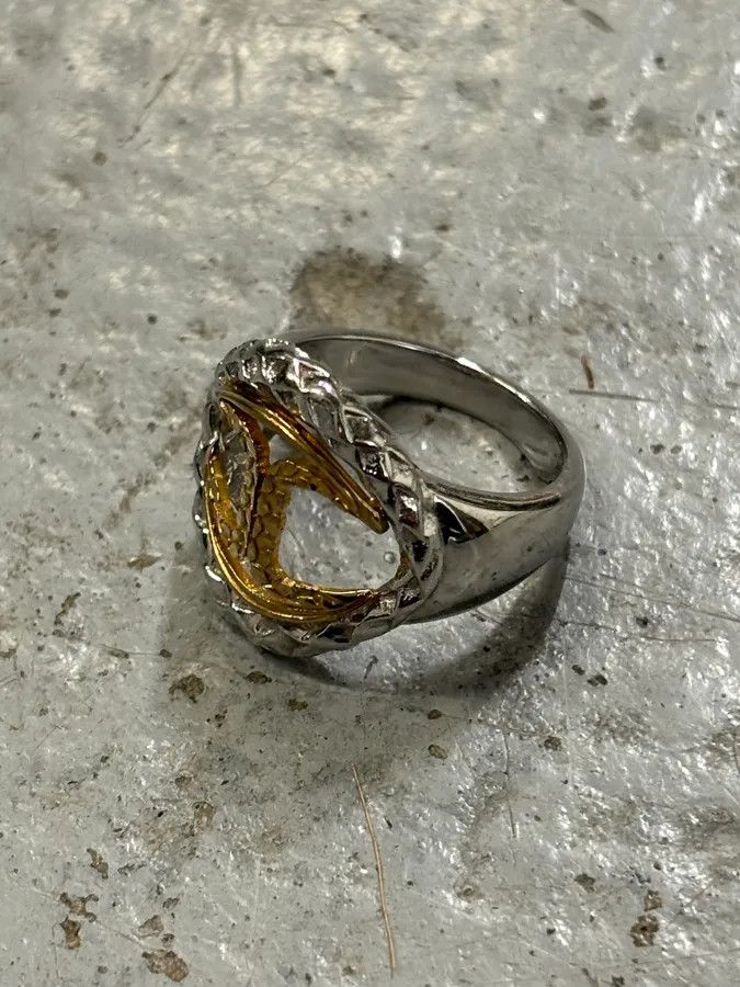 Just Cavalli 2000s Cavalli Two-Tone Silver Gold Textured Statement Ring Size ONE SIZE - 3 Thumbnail