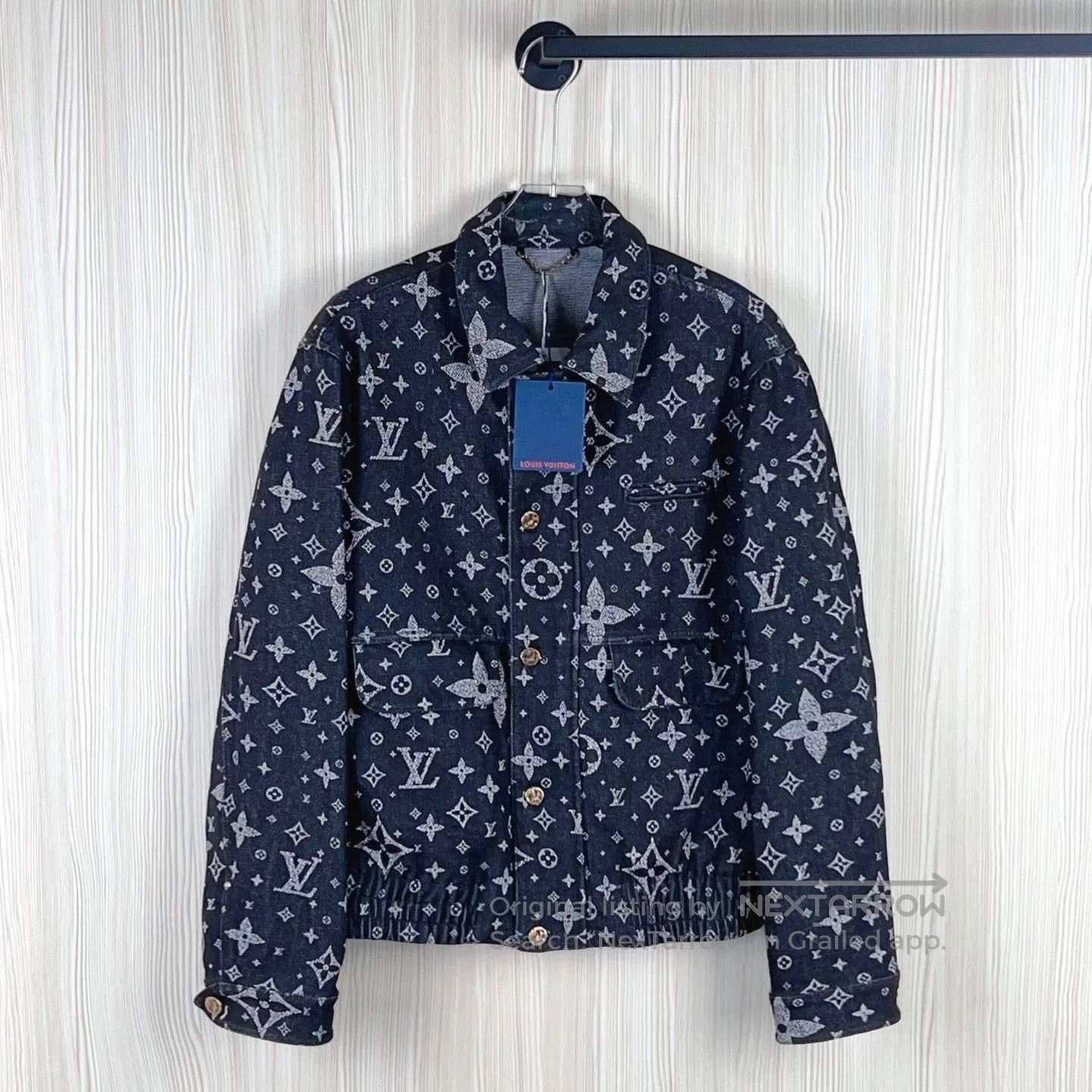 luxurious lv denim jacket with unique print.