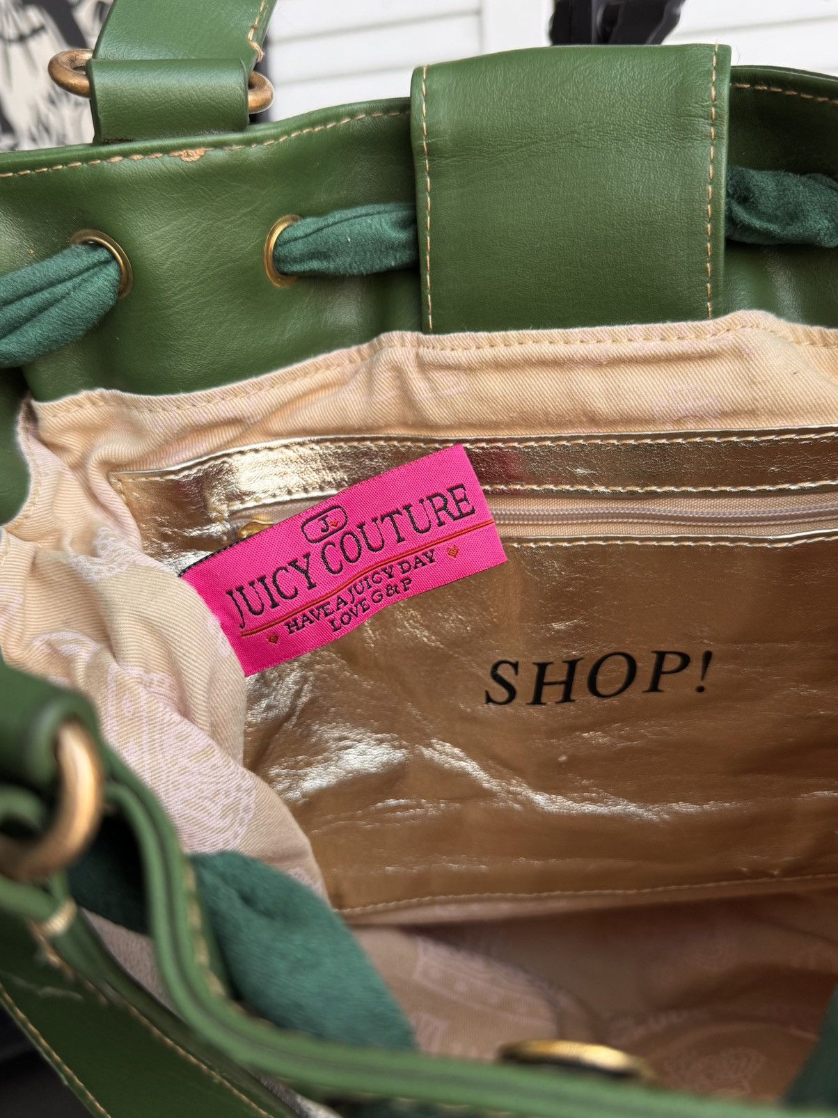 Juicy Couture Vintage Juicy Couture Daydreamer Velour Tote Bag Pink Green Size ONE SIZE - 19 Thumbnail