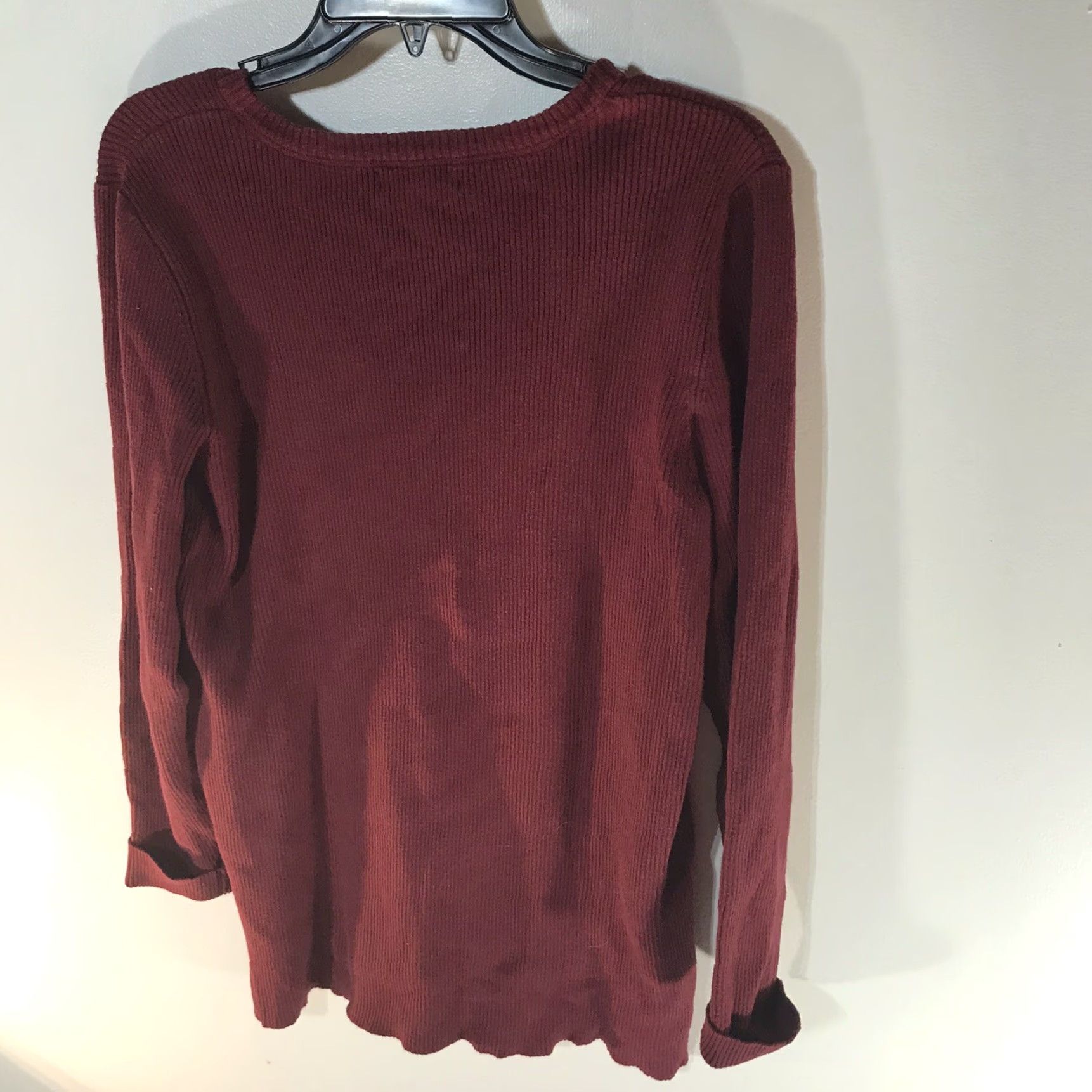 Lands' End Lands' End Women's Blouse Shirt Dress Casual Fall Winter XL Burgundy Cotton Spandex Nylon V-Neck Pullover Size XL / US 12-14 / IT 48-50 - 2 Thumbnail