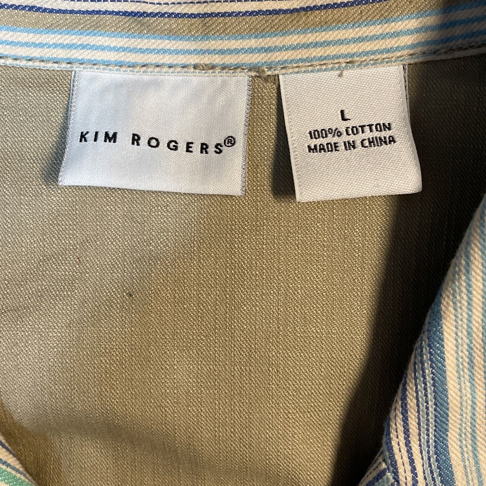Other KIM ROGERS size L Denim Jacket BLUE GREEN Striped COTTON Size L / US 10 / IT 46 - 9 Thumbnail