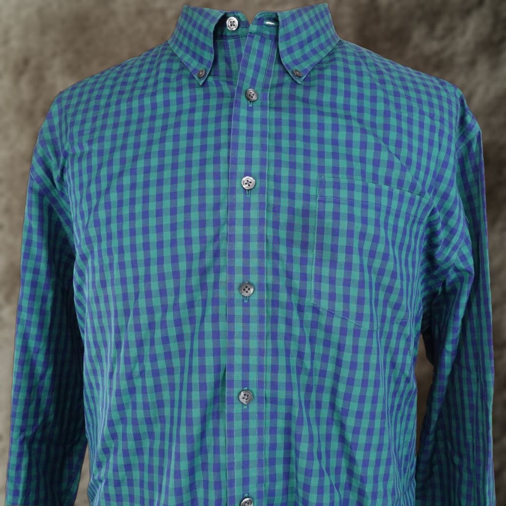Charles Tyrwhitt CHARLES TYRWHITT NON IRON SLIM FIT GREEN BLUE CHECK BUTTON DOWN SHIRT 2XL Size US XXL / EU 58 / 5 - 1 Thumbnail