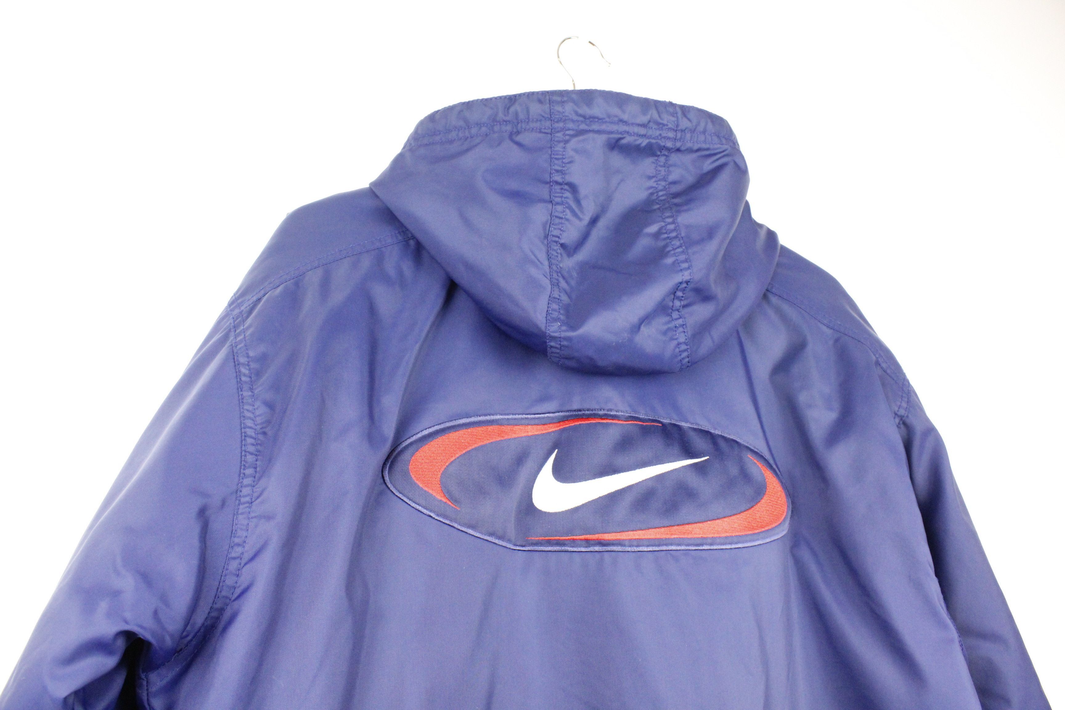 Nike × Vintage Vintage 90's Nike Big Swoosh Logo Nylon Parka Jacket Size US S / EU 44-46 / 1 - 9 Thumbnail