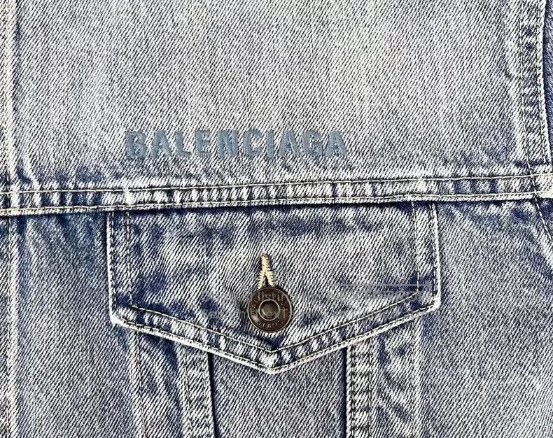 Balenciaga Balenciaga Light Blue Washed Distressed Embroidered Letter Size US XS / EU 42 / 0 - 5 Thumbnail