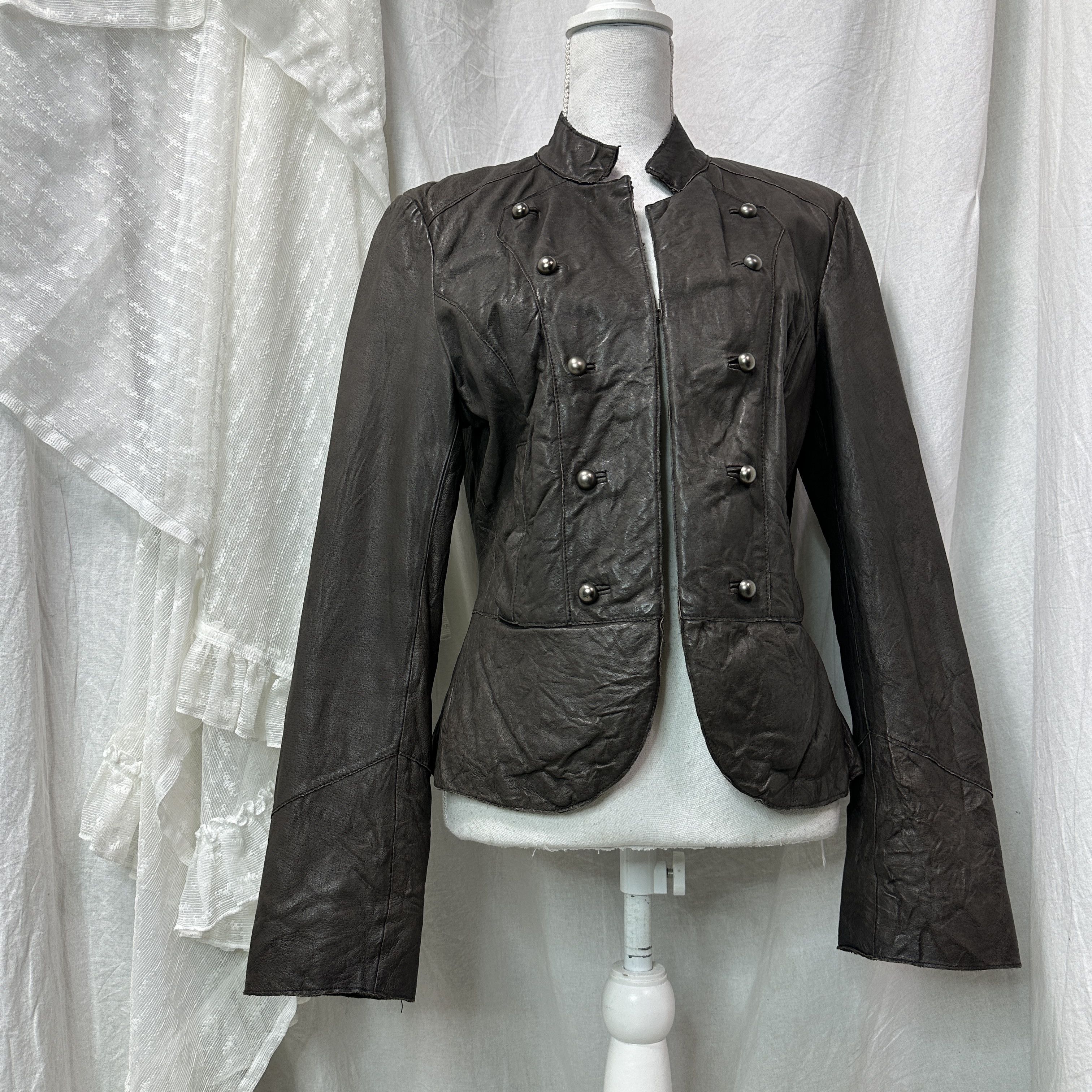 Vintage Vintage Military Styled Leather Napoleon Jacket 00s Size M / US 6-8 / IT 42-44 - 2 Thumbnail