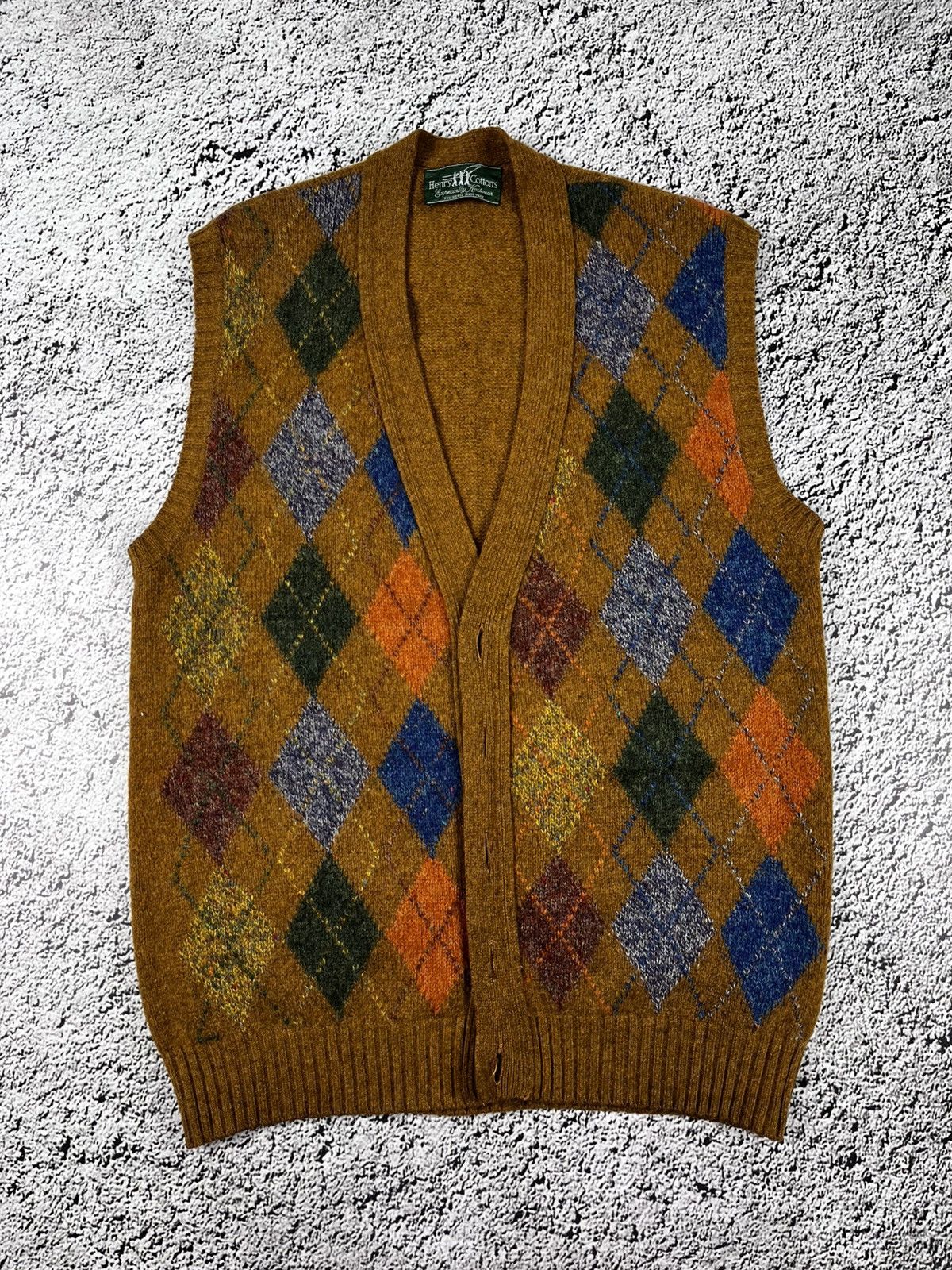 Vintage 80s Henry Cottons check vest retro old money style