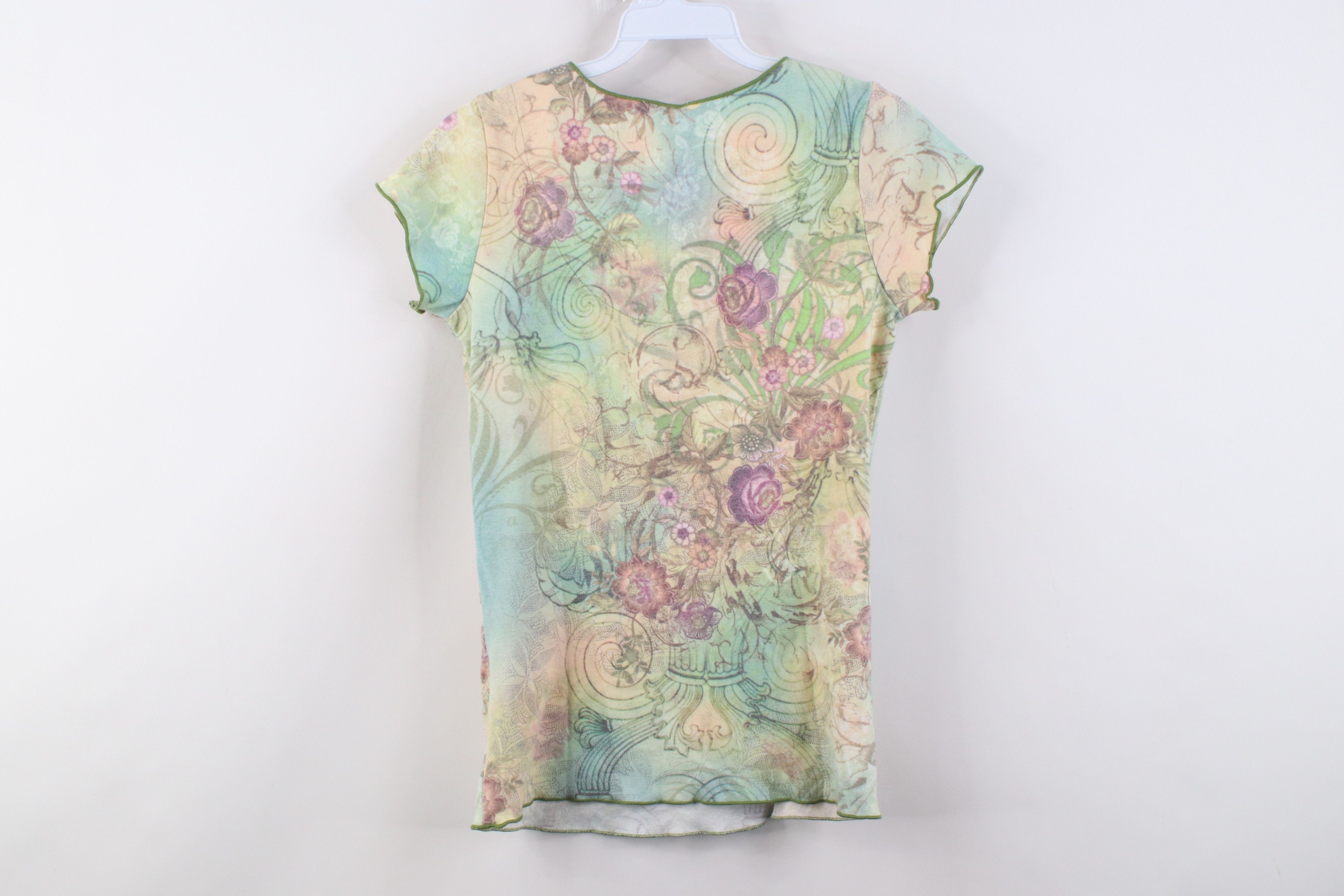 Vintage Vintage 90s Y2K Babydoll Fairy Flower Ribbed T-Shirt USA Size S / US 4 / IT 40 - 9 Thumbnail