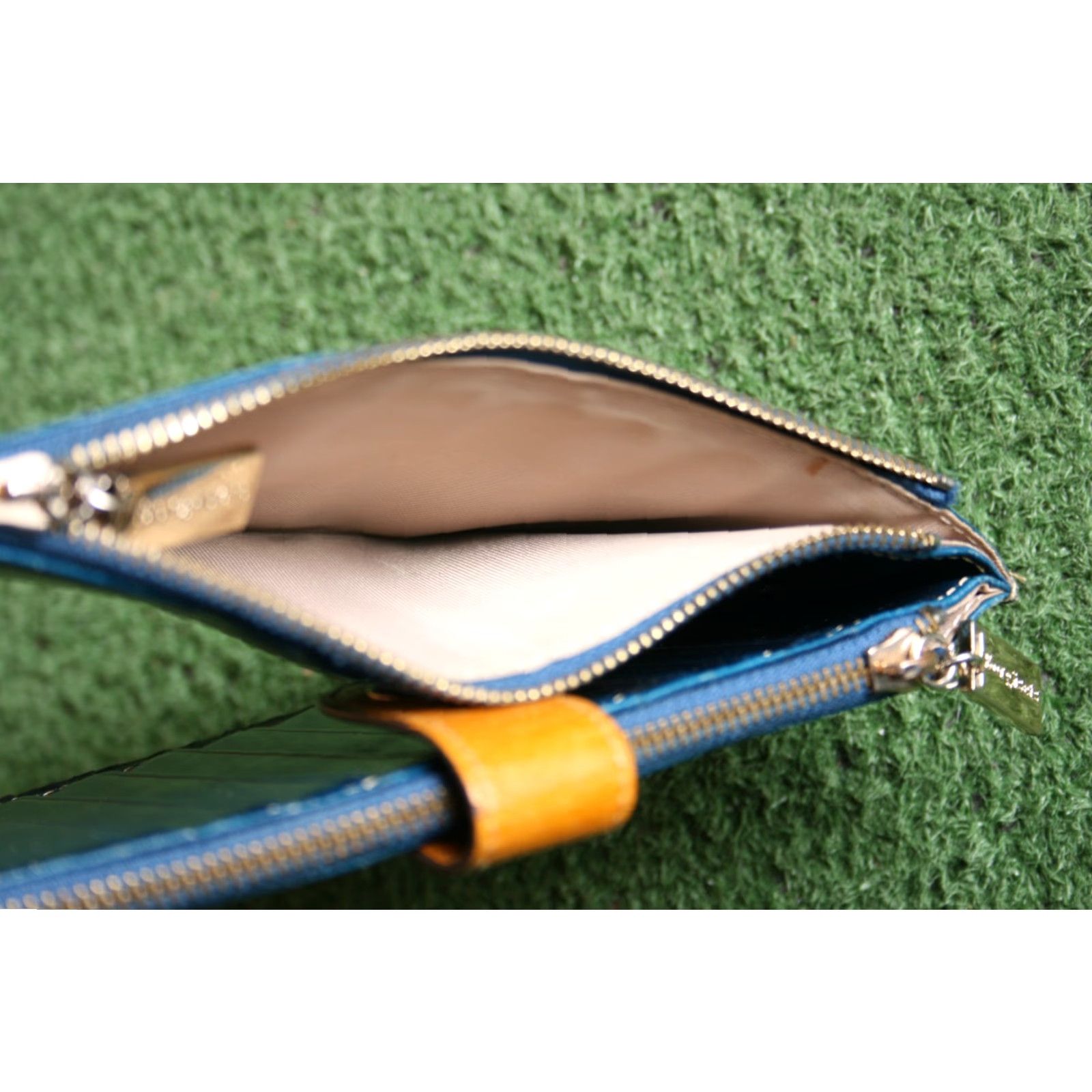 Doublet BORGASETS Blue Leather Double Zipper Compartment 18 Slot Credit Card Holder Wallet Pouch Bag Women Size ONE SIZE - 6 Thumbnail