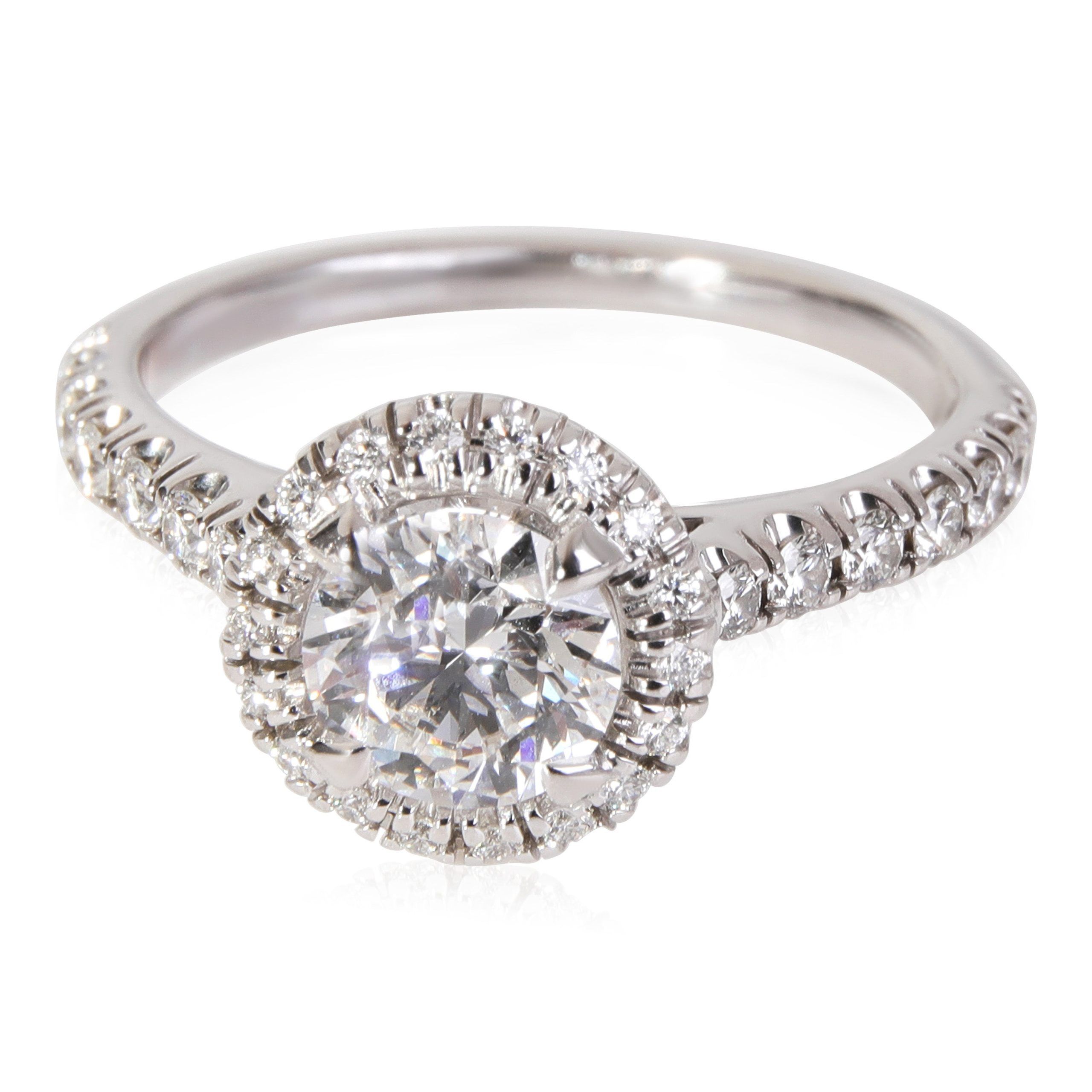 image of Cartier Destinee Halo Diamond Engagement Ring In Platinum D/if 1.31 Ctw in Silver, Women's