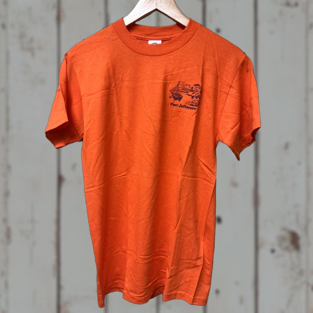 Delta VINTAGE Delta T-Shirt Orange Short Sleeve Embroidered Port Jefferson New York Small S Men Shirt Size US S / EU 44-46 / 1 - 1 Thumbnail