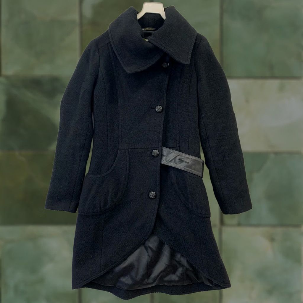 Mackage Mackage Coat Adult Small Black Wool Mohair Asymmetrical Genuine Leather Womens Size S / US 4 / IT 40 - 1 Thumbnail