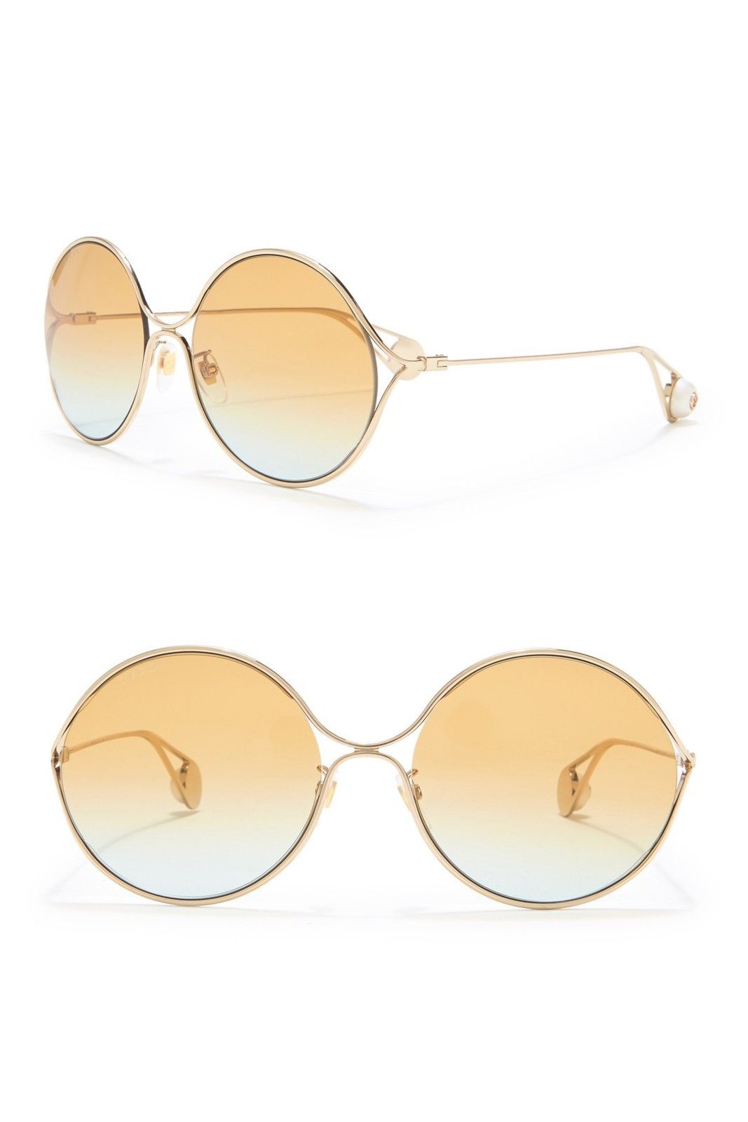 Gucci Gucci GG 0253S 005 Shiny Endura Gold Metal Round Sunglasses Size ONE SIZE - 2 Thumbnail