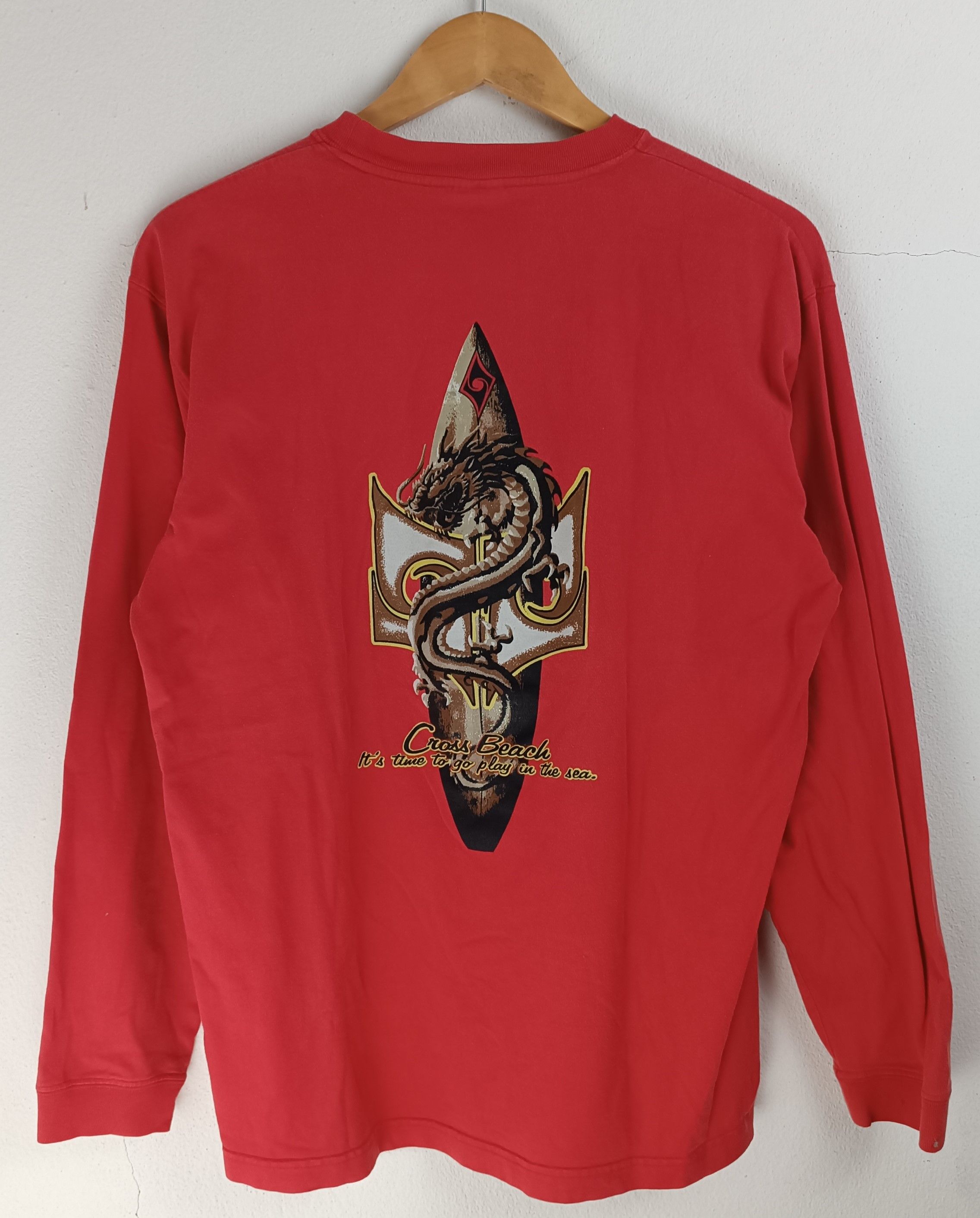 Vintage VINTAGE CROSS BEACH DRAGON SURF LOGO BEACH TEE jnco dogtown Size US M / EU 48-50 / 2 - 3 Thumbnail