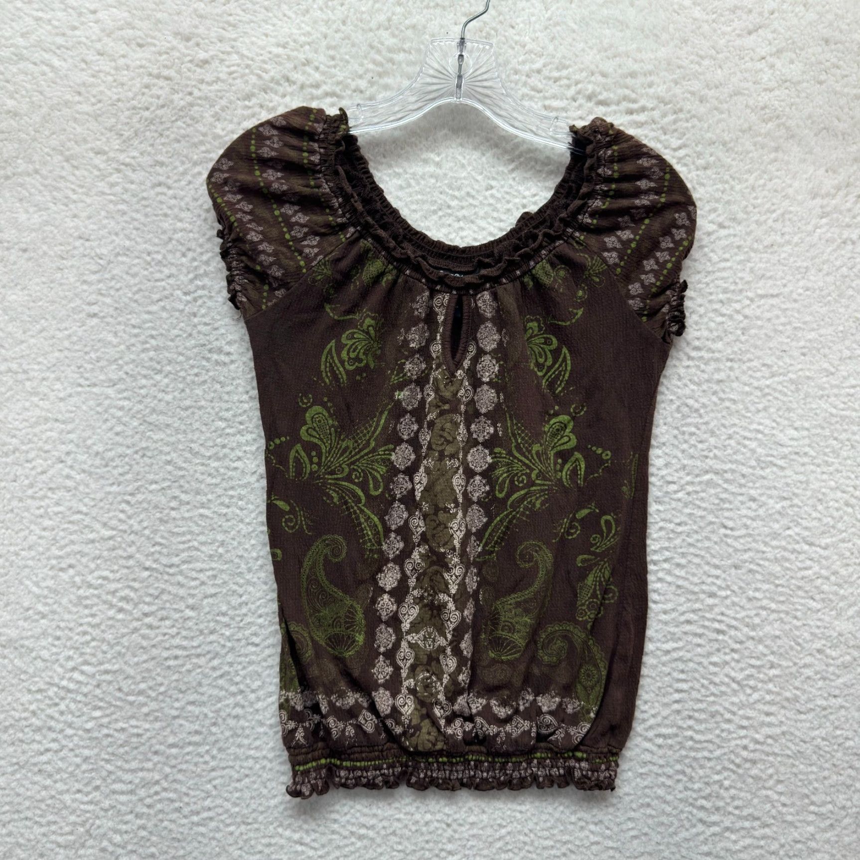 Vintage VINTAGE Y2K Self Esteem Cap Sleeve Shirt S/M Brown Boho Grunge Girls Womens Mens Size S / US 4 / IT 40 - 2 Thumbnail