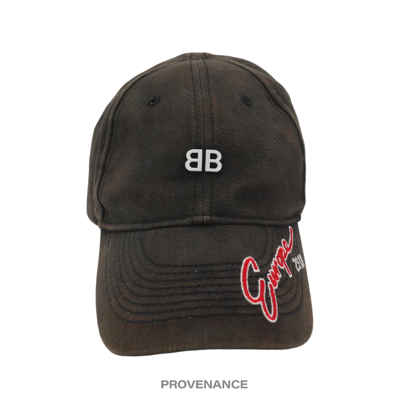 image of Balenciaga Bb Europe Embroidered Cap - Washed Black, Men's