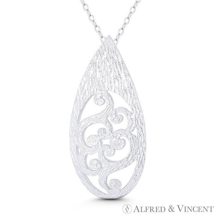 Other Textured Tear-Drop & Swirl Charm Sterling Silver Pendant Size ONE SIZE - 1 Preview