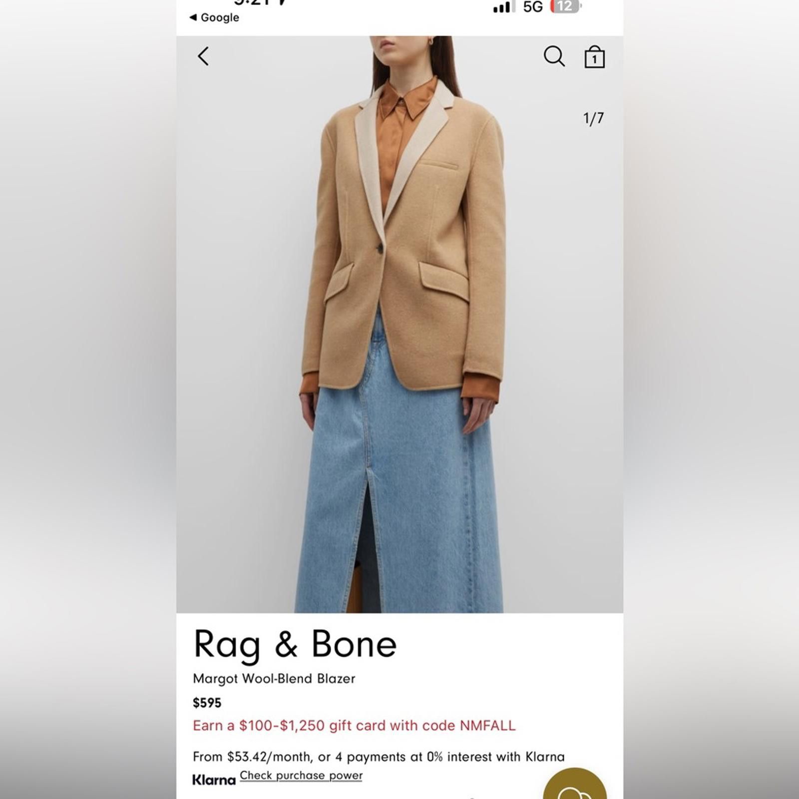 Rag & Bone Rag & Bone Camel Wool-Blend Blazer Size S / US 4 / IT 40 - 2 Thumbnail