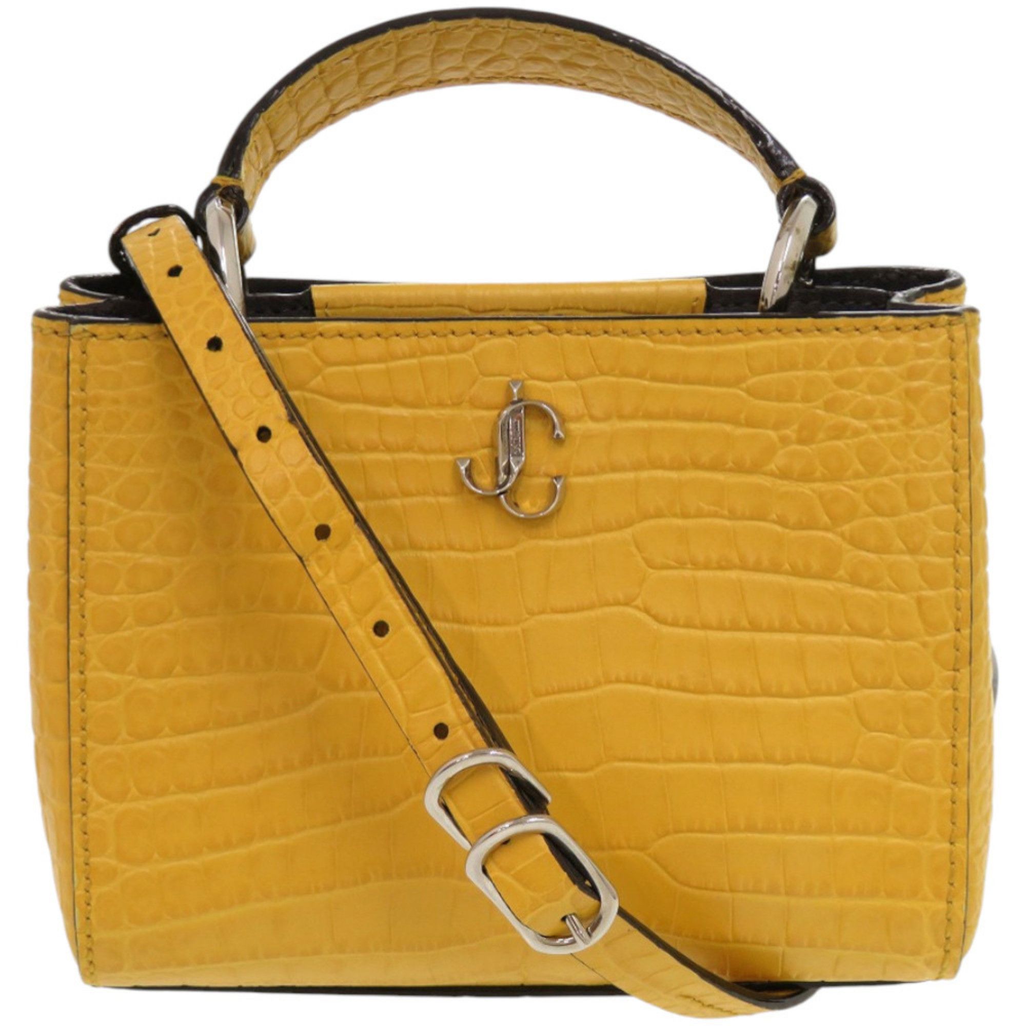 Jimmy Choo Jimmy Choo 2-Way Varenne Crocodile-Embossed Patent Leather Yellow Handbag 0542 JIMMY CHOO Size ONE SIZE - 1 Thumbnail
