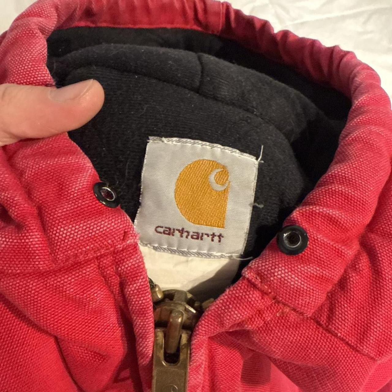 Carhartt Vintage Carhartt J130 Red Distressed Faded Hooded Jacket Size US L / EU 52-54 / 3 - 5 Thumbnail