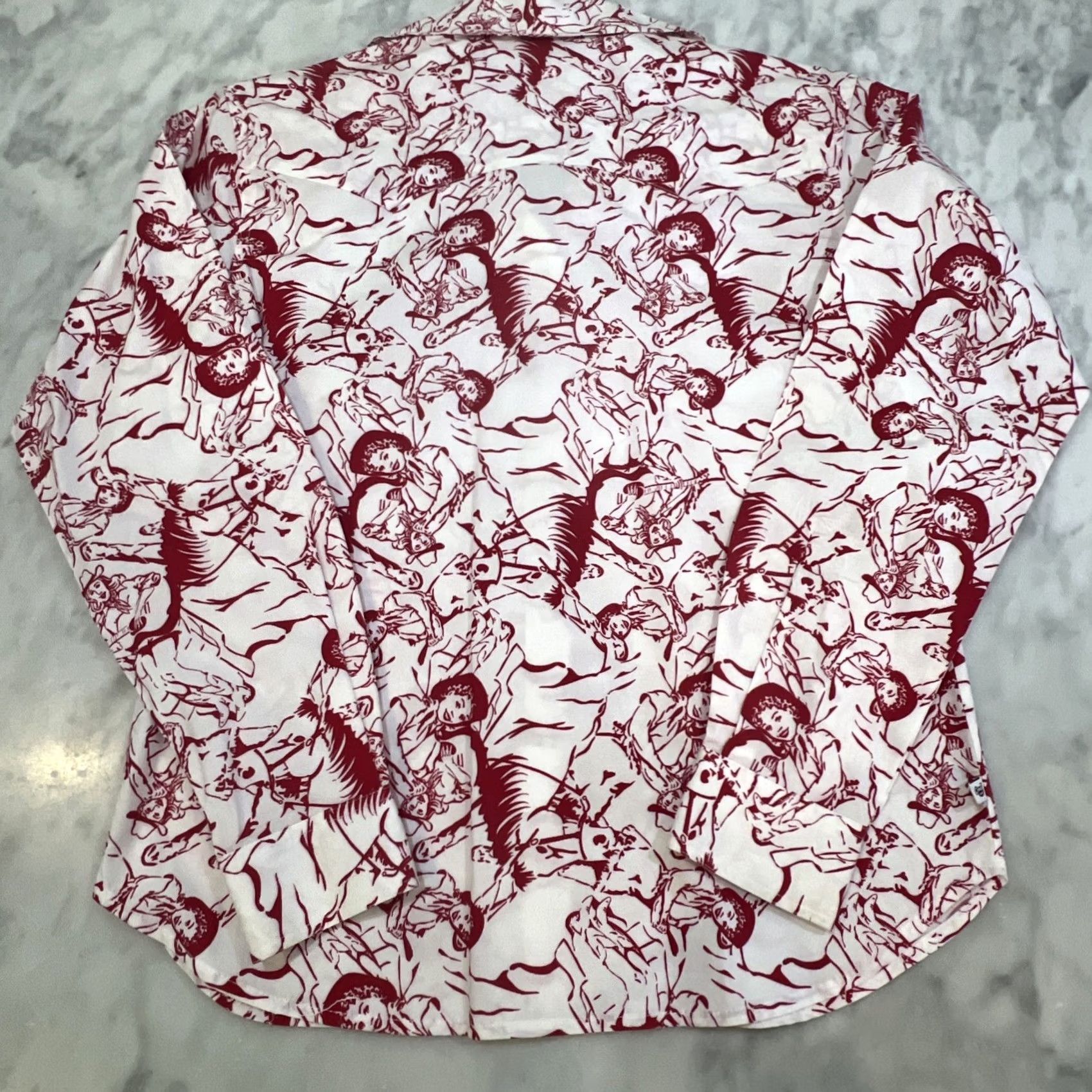 Vintage VINTAGE? No. Western Pearl Snap Shirt Womens M Cowgirls Horses All Over Print Cotton Spandex Size M / US 6-8 / IT 42-44 - 4 Thumbnail