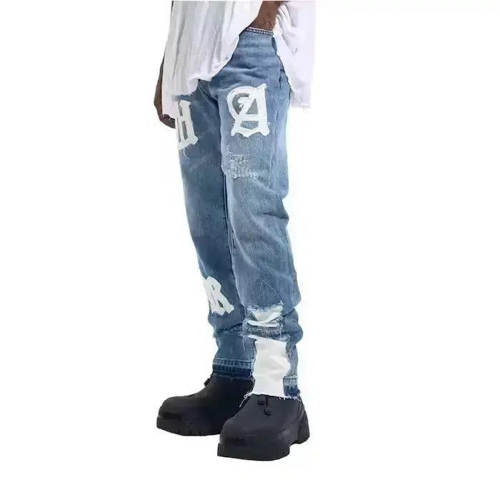 Japanese Brand Letters Painted Denim Jeans Size US 30 / EU 46 - 2 Thumbnail
