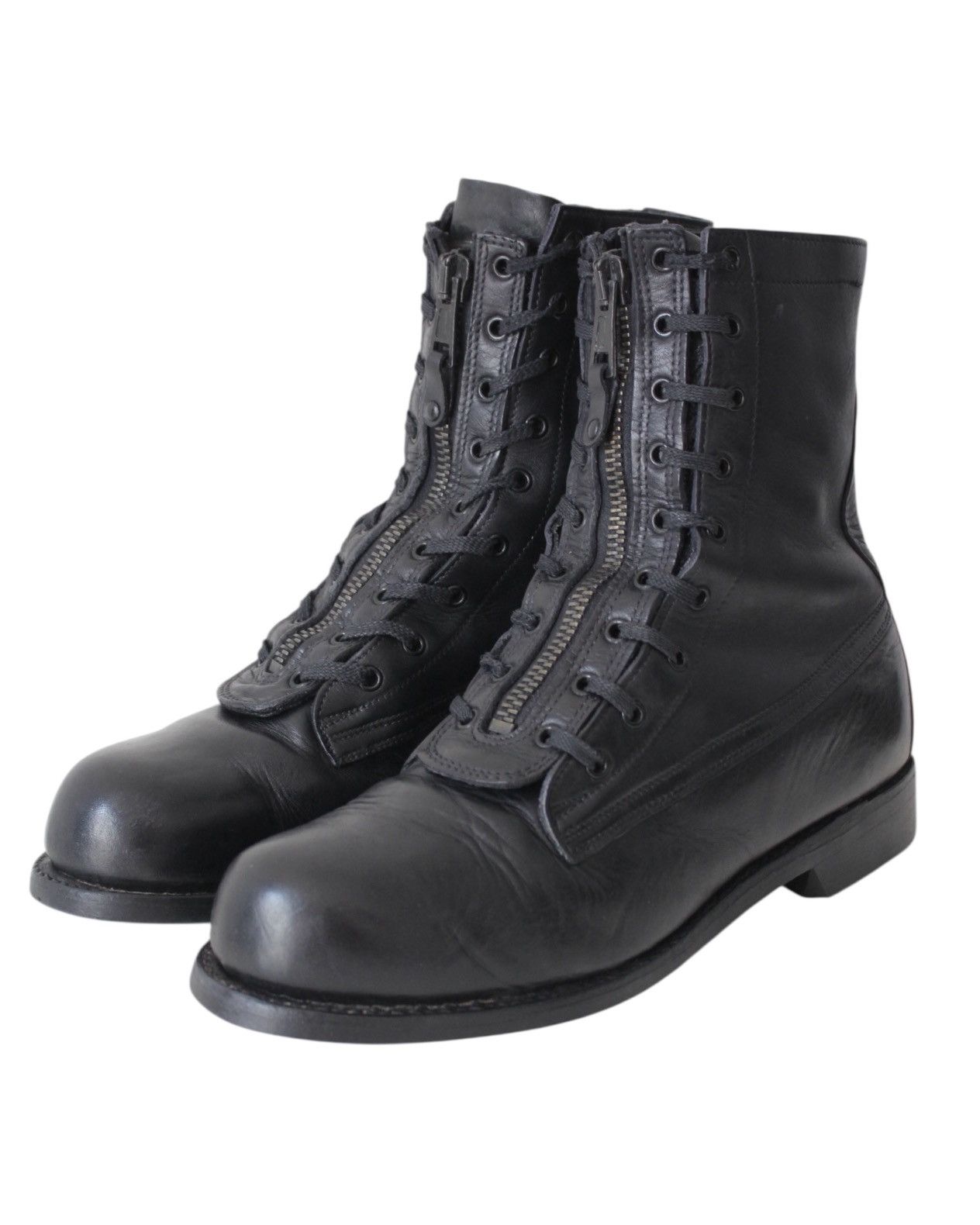 If Six Was Nine 1989 US ARMY BLACK LEATHER FRONT-ZIP COMBAT BOOTS Size US 9 / EU 42 - 1 Thumbnail