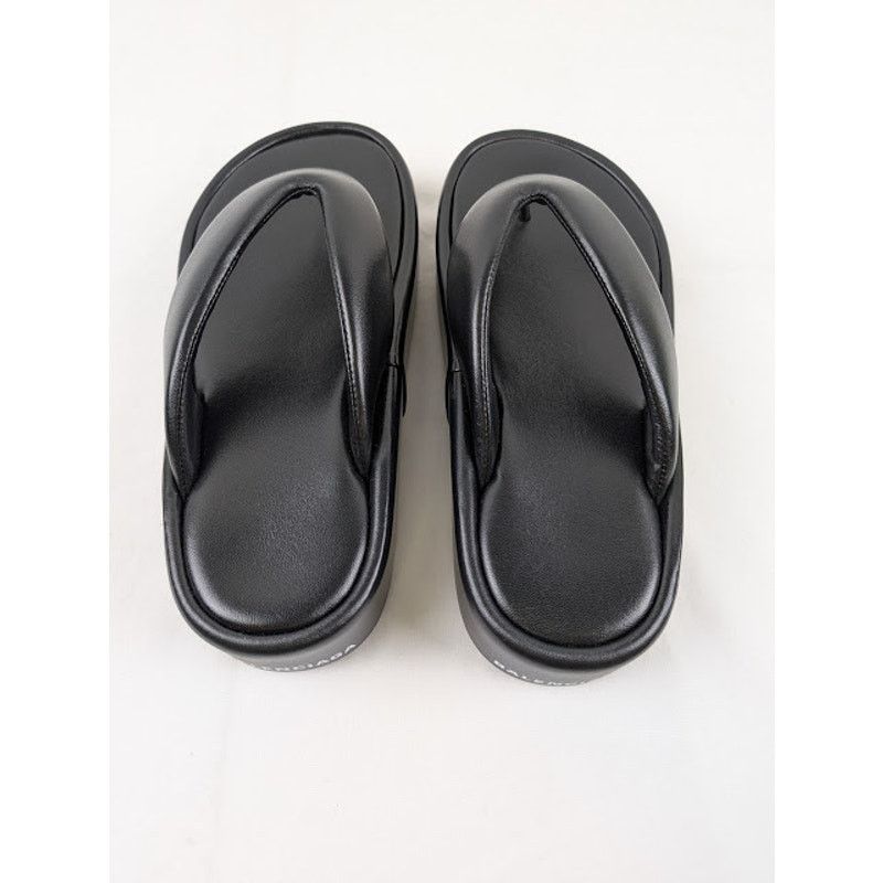 Balenciaga o1rshd1 Rise Thong Smooth Nappa/ Logo Slides in Black Size US 9 / IT 39 - 11 Thumbnail