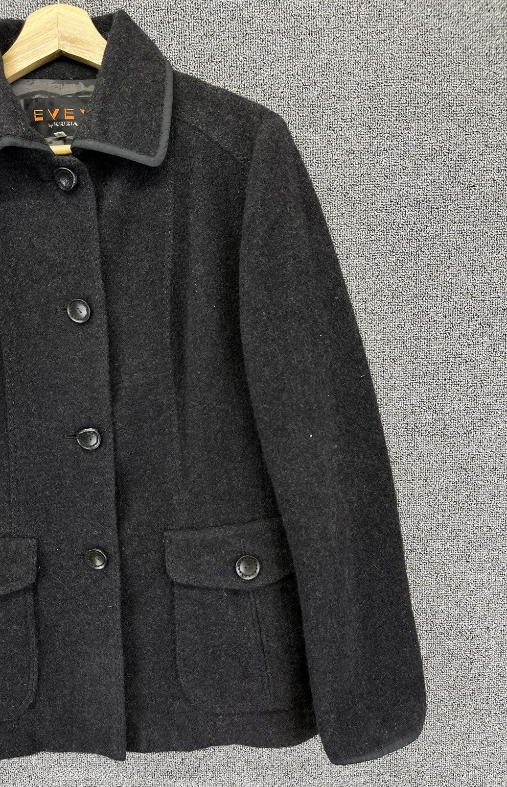 Krizia Vintage Evex by Krizia Button Up Black Wool Jacket Size M / US 6-8 / IT 42-44 - 3 Thumbnail