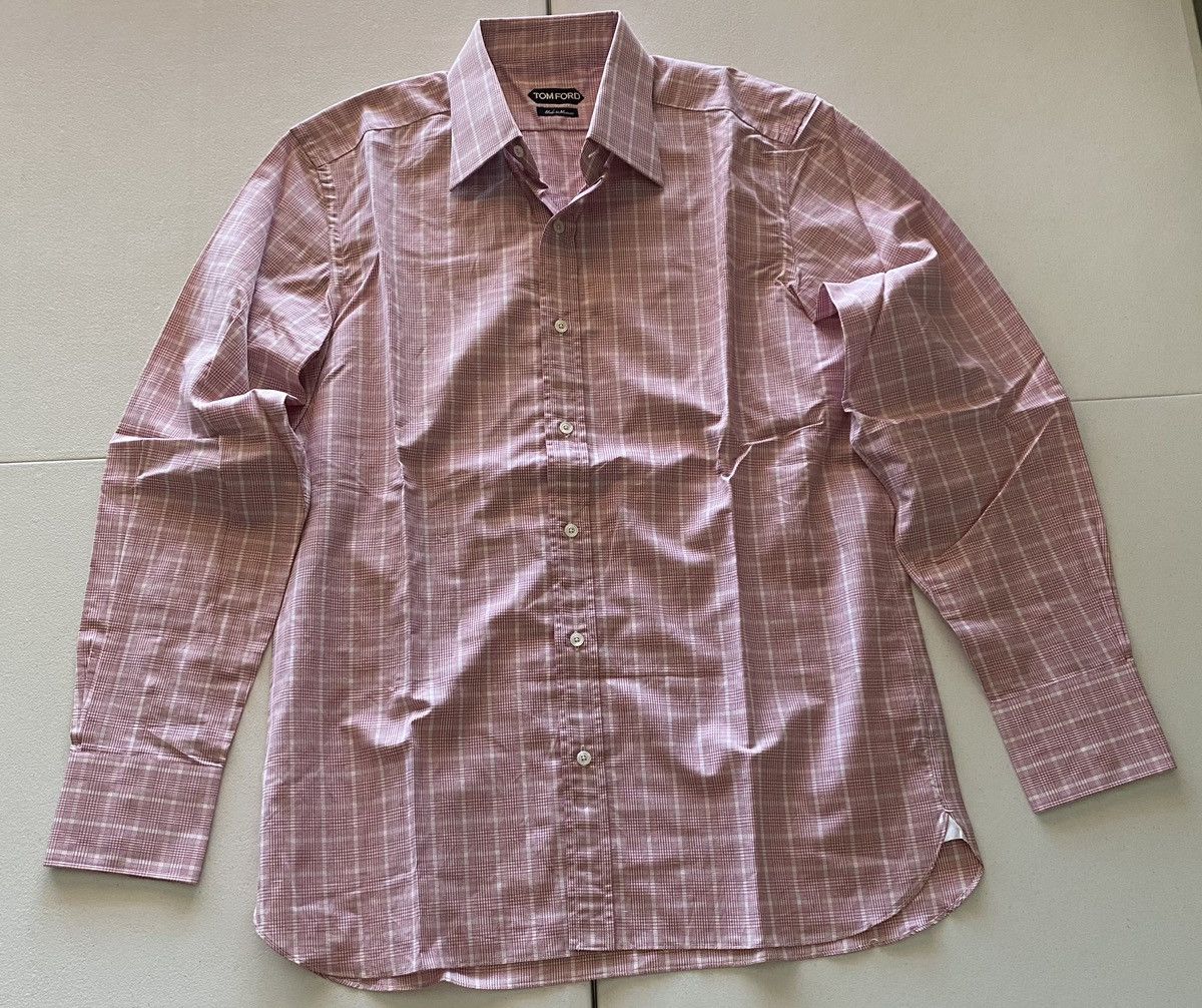 Tom Ford Tom Ford light pink glen check shirt 17 43e Size US L / EU 52-54 / 3 - 1 Thumbnail