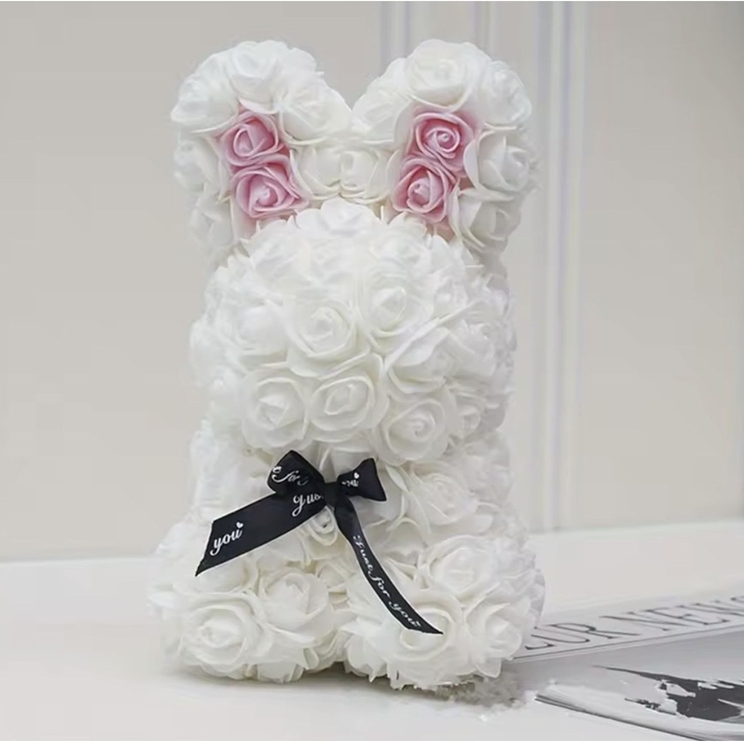 Other New | Stunning White Rose Flower Bunny - Easter Gift Size ONE SIZE - 4 Thumbnail