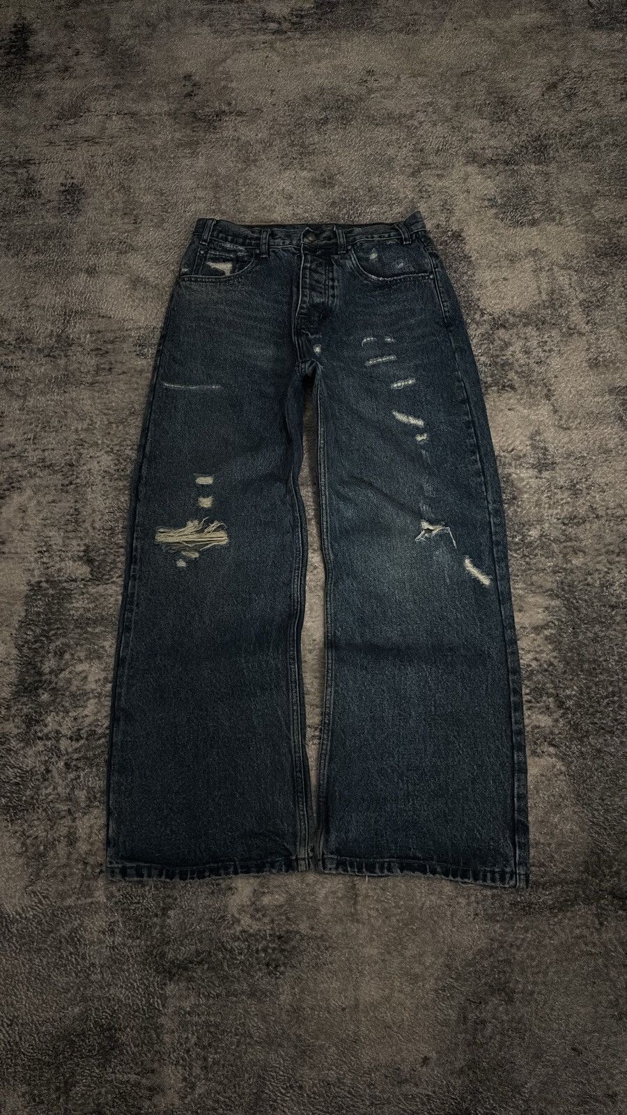 Ditch LA Distressed Repaired Dark Blue Wash Japanese Denim