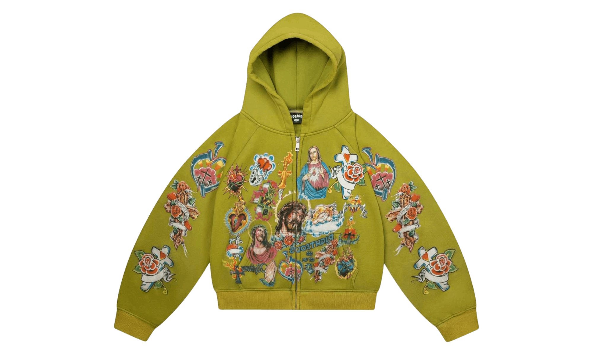Other We Are Righteous Risen King Green Cropped Zip-Up Hoodie | Grailed