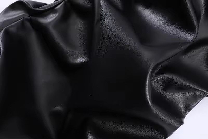 Jean Pleated Pu Leather Pants Streetwear Loose Ruched Casual Size US 32 / EU 48 - 9 Thumbnail