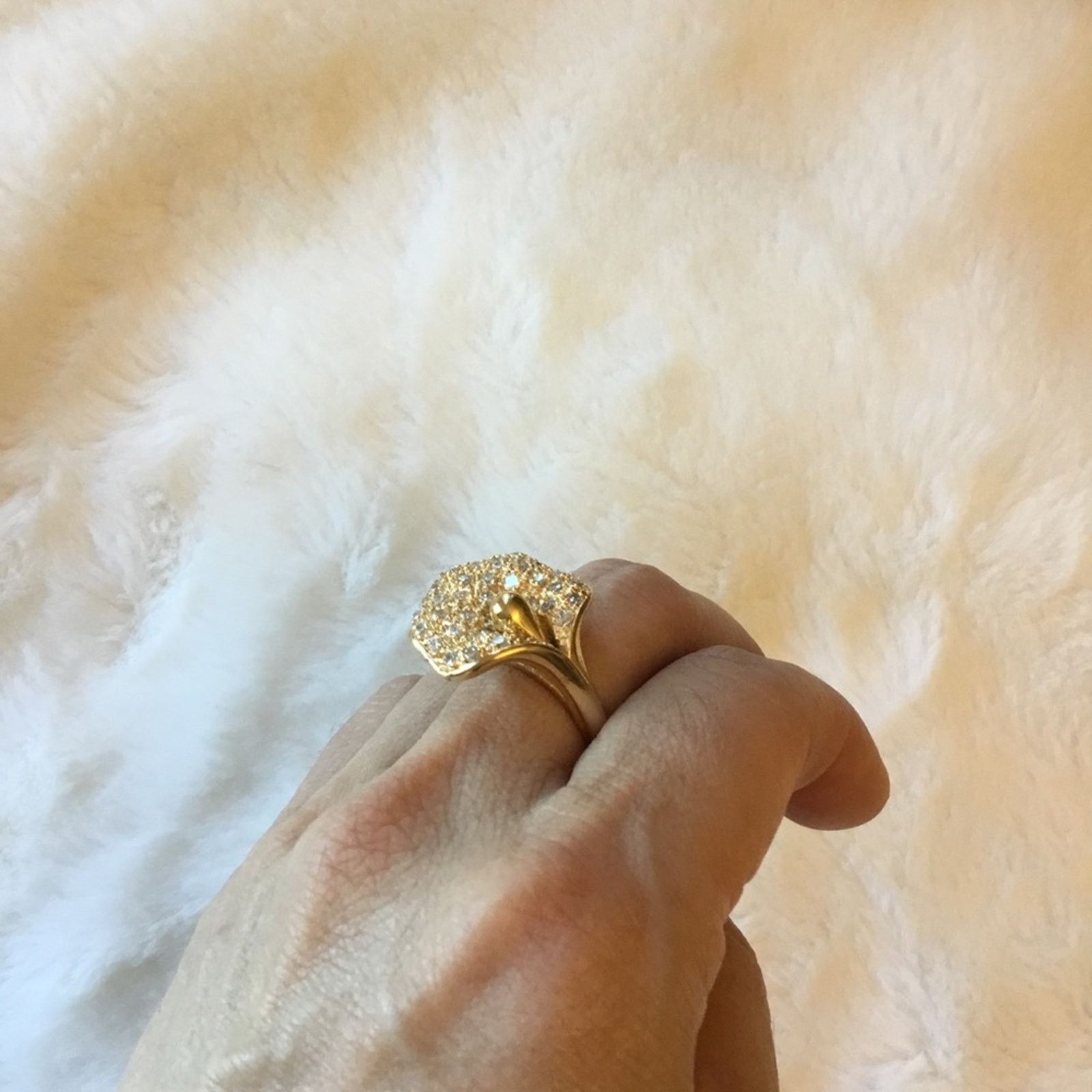 Other Gold Lily Crystal Statement Cocktail Ring Size ONE SIZE - 13 Thumbnail