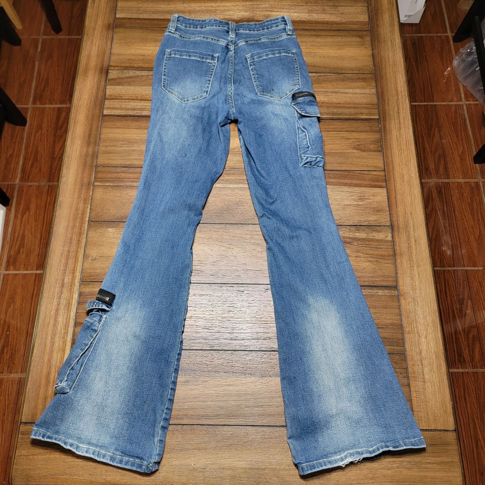 Hot Topic Destructed Zipper Flare Denim Pants - Size Junior 5 Size 27" / US 4 / IT 40 - 3 Thumbnail