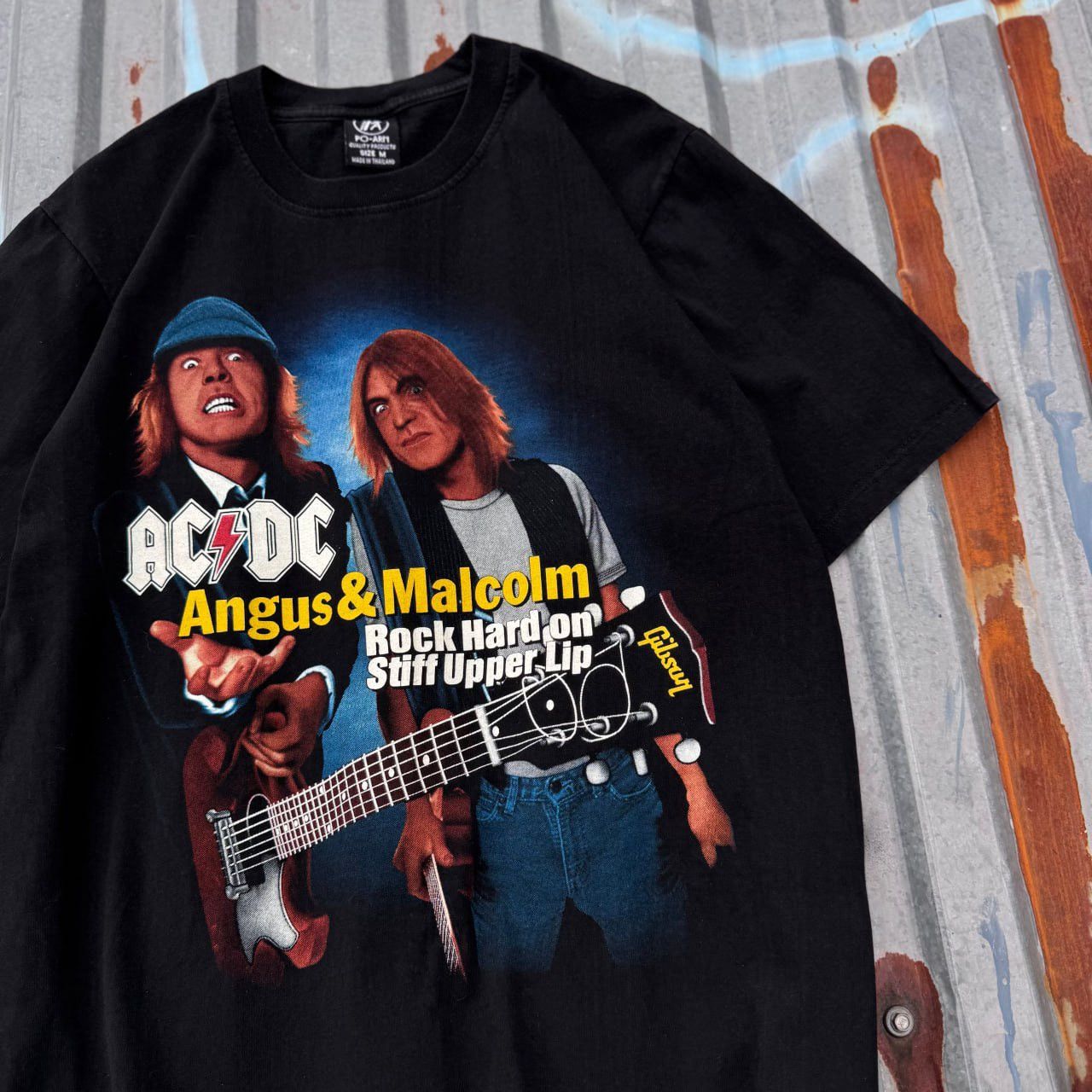 AC/DC Vintage 00s AC/DC Stiff Upper Lip rock band tee y2k og hype Size US M / EU 48-50 / 2 - 3 Thumbnail