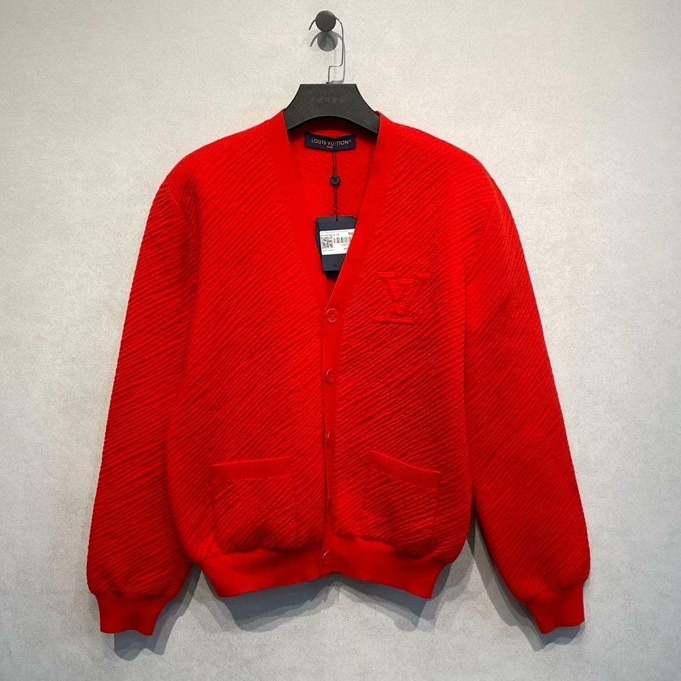 Louis Vuitton Louis Vuitton Red Monogram Knit Cardigan Size M Size US M / EU 48-50 / 2 - 1 Thumbnail