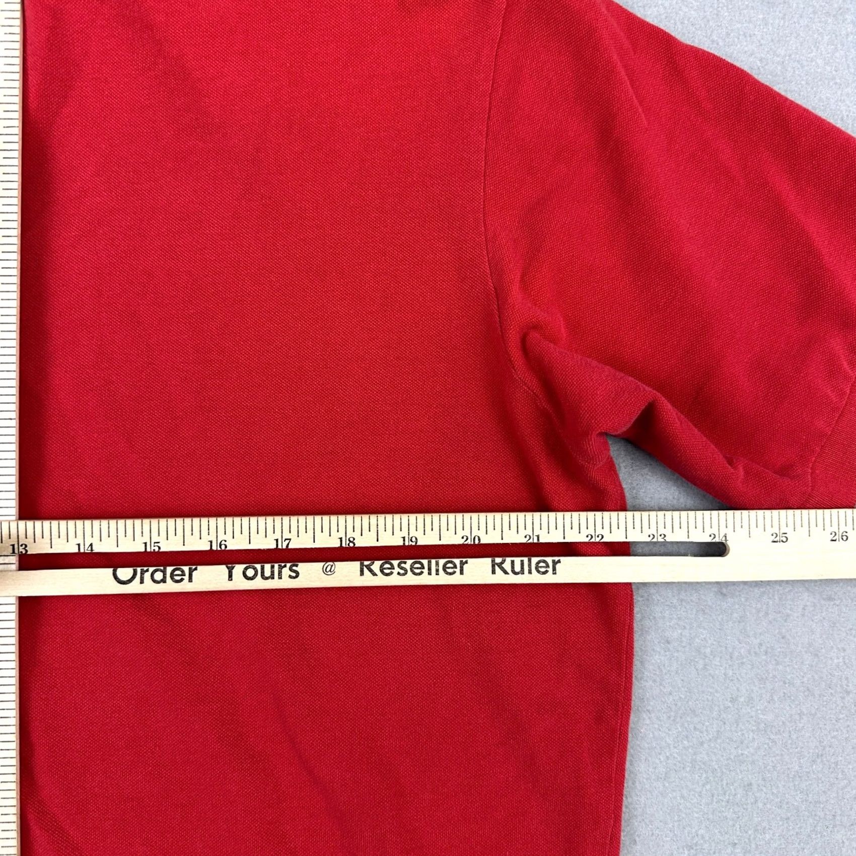 Vintage VINTAGE Polo Sport Shirt Men L Red Solid Pique Knit Flag Pocket 90s L * Size US L / EU 52-54 / 3 - 7 Thumbnail