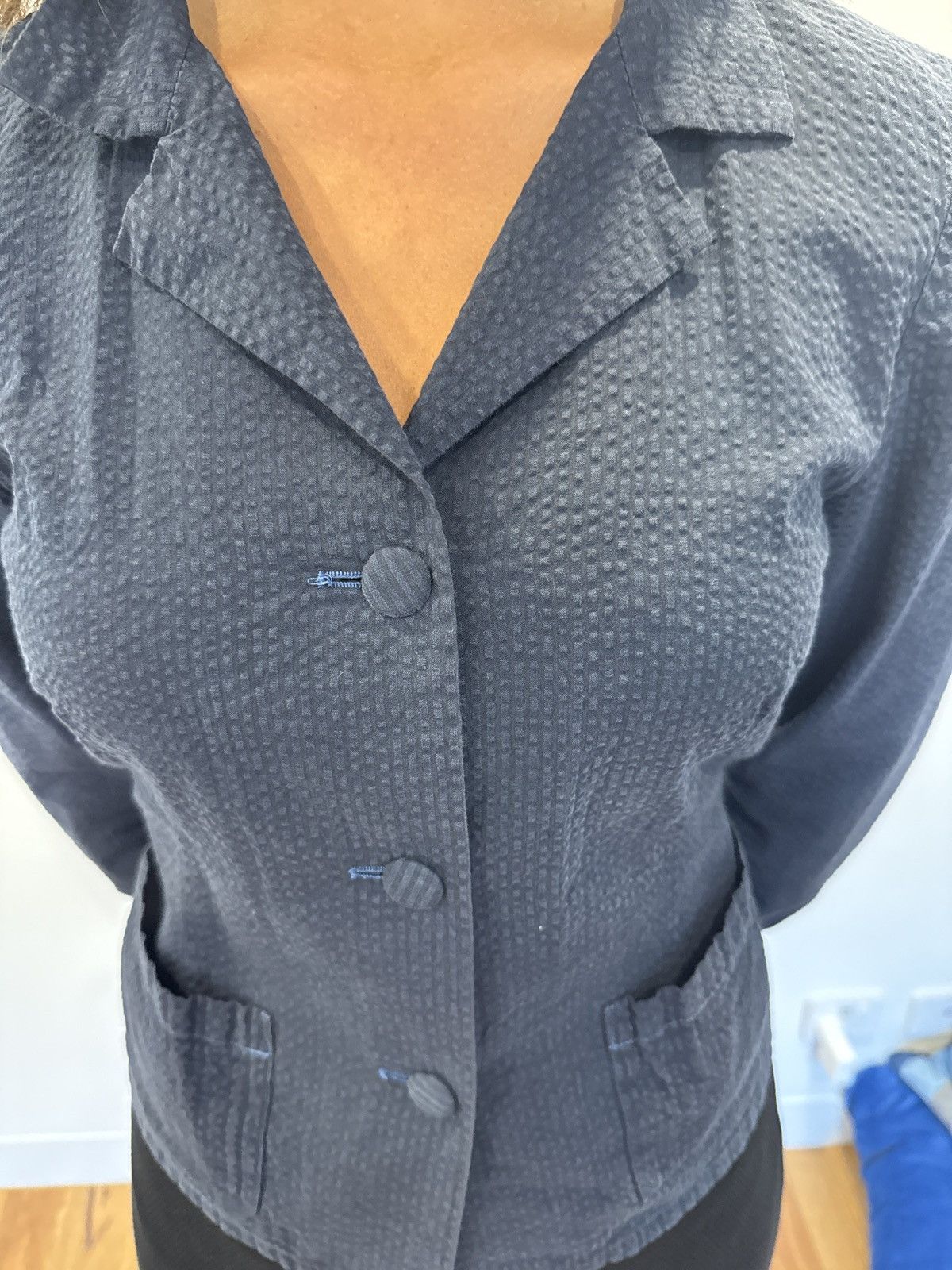 agnes b. Solid blue gingham frock coat Size M / US 6-8 / IT 42-44 - 2 Thumbnail