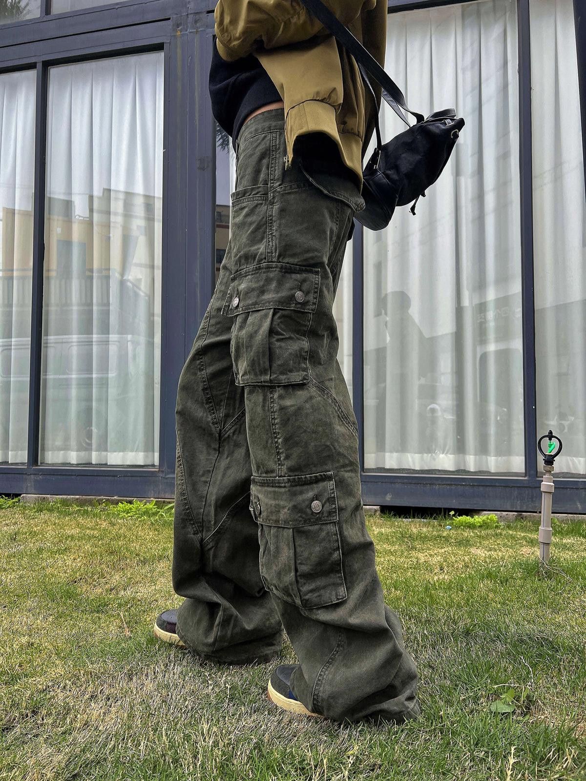 Vintage Green Multi Pocket Cargo Pants Size 30" / US 8 / IT 44 - 4 Thumbnail
