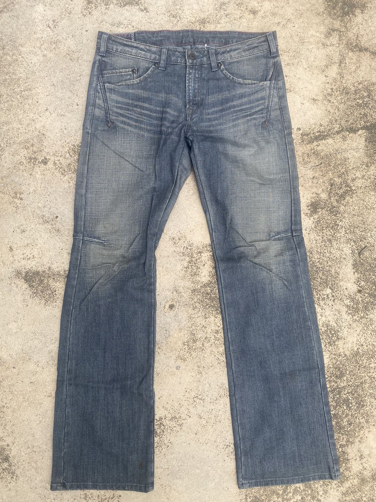 If Six Was Nine × Le Grande Bleu (L.G.B.) × Marithe + Francois Girbaud Flare Jeans Marithe Francois Girbaud Faded Denim Jeans Size US 34 / EU 50 - 3 Thumbnail