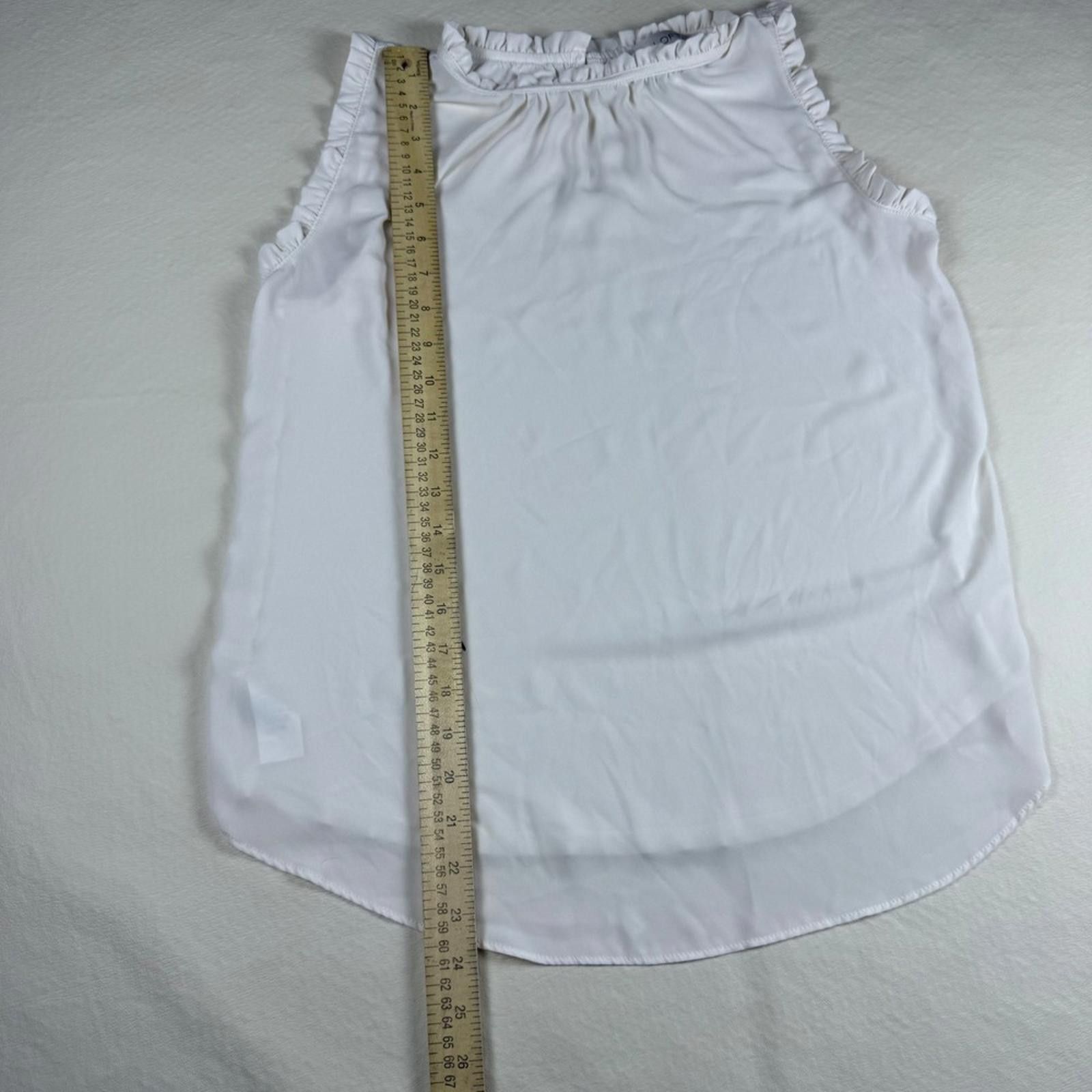 Other Loft Womens White Ruffle High Neck Sleeveless Blouse S Size S / US 4 / IT 40 - 6 Thumbnail