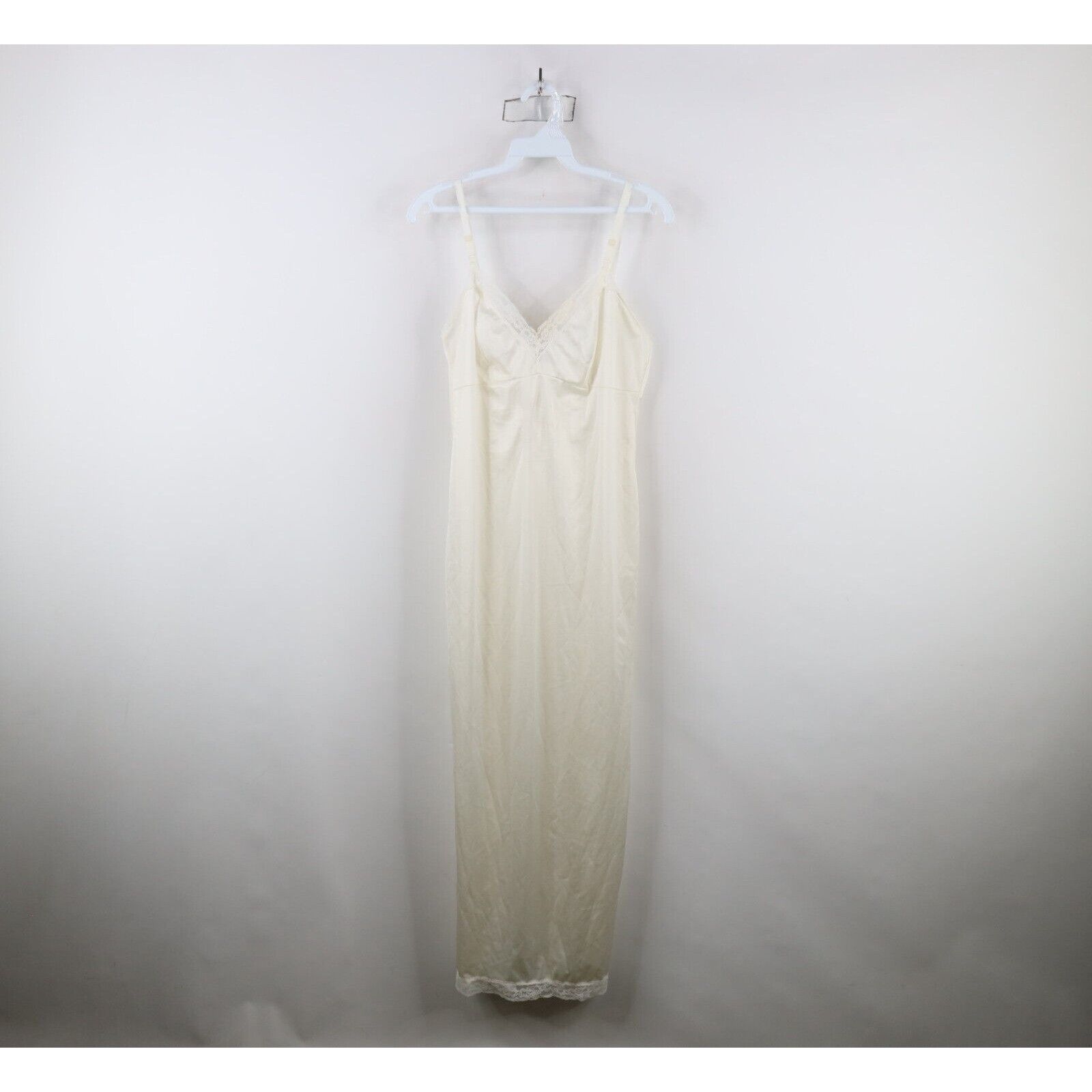 Vintage Vintage 70s Sheer Silky Nylon Lace Flower Night Gown Slip Size XL / US 12-14 / IT 48-50 - 1 Thumbnail