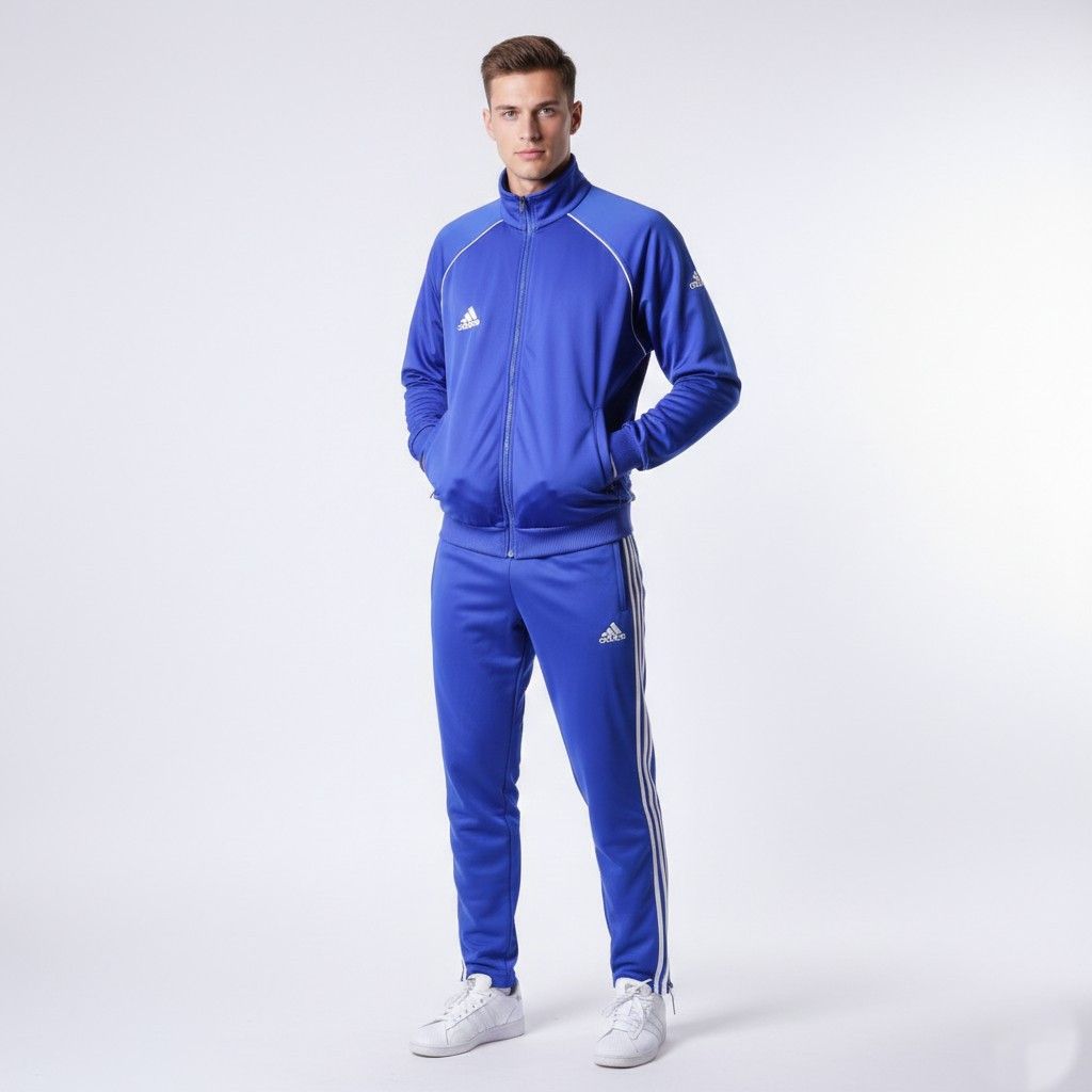 Adidas Adidas Men 42/44 XL Sweatshirt Blue Shiny Vintage 7539 Size US XL / EU 56 / 4 - 1 Thumbnail