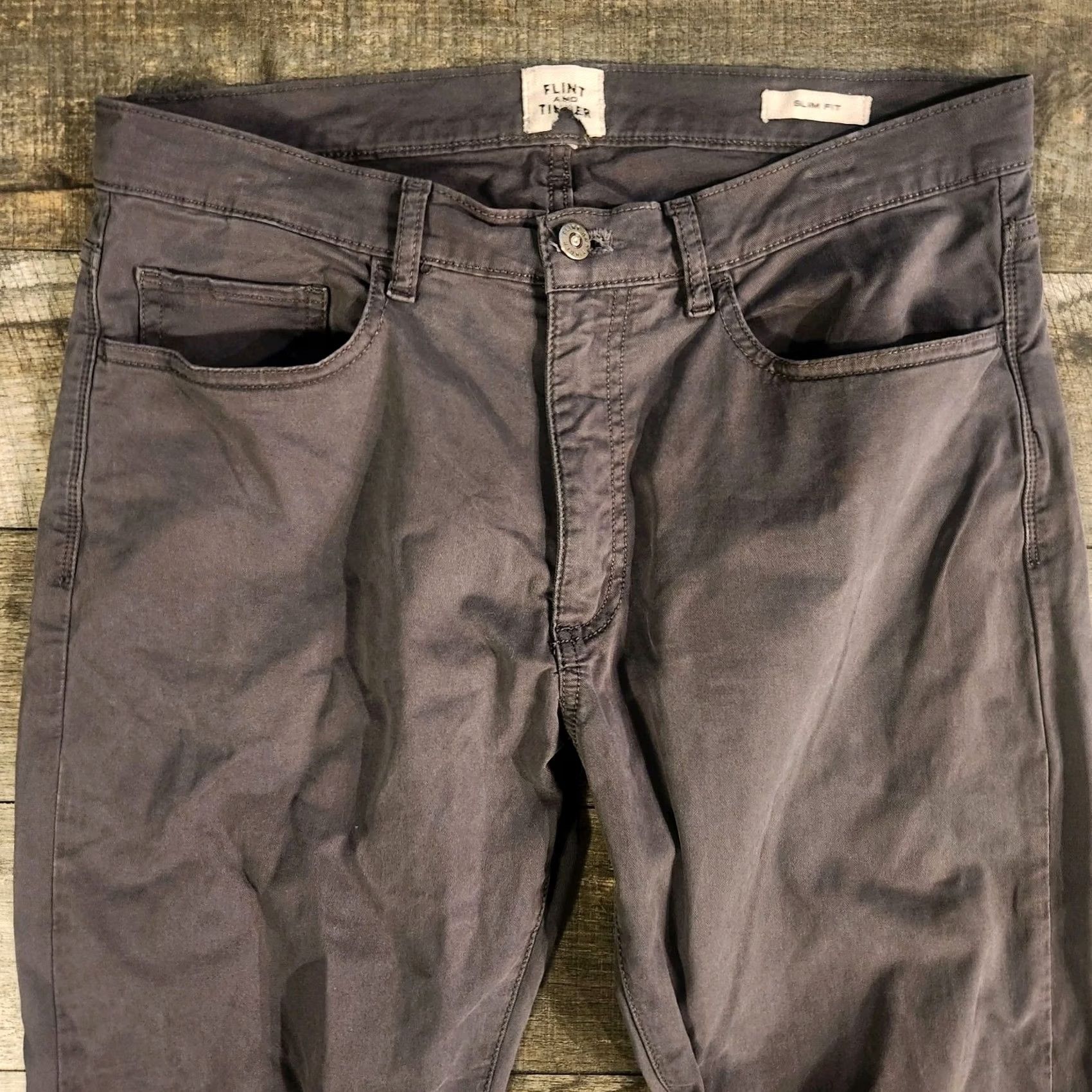 Flint And Tinder Flint and Tinder Pants Mens 32x29 Gray Slim Fit Stretch Chino Slim Tapered Pockets 29in Inseam Regular Mens Size US 32 / EU 48 - 3 Thumbnail