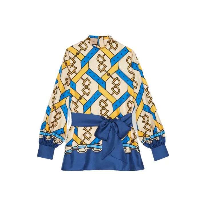 Gucci Gucci SS23 Printed Long Sleeve Bow Shirt Size L / US 10 / IT 46 - 1 Thumbnail