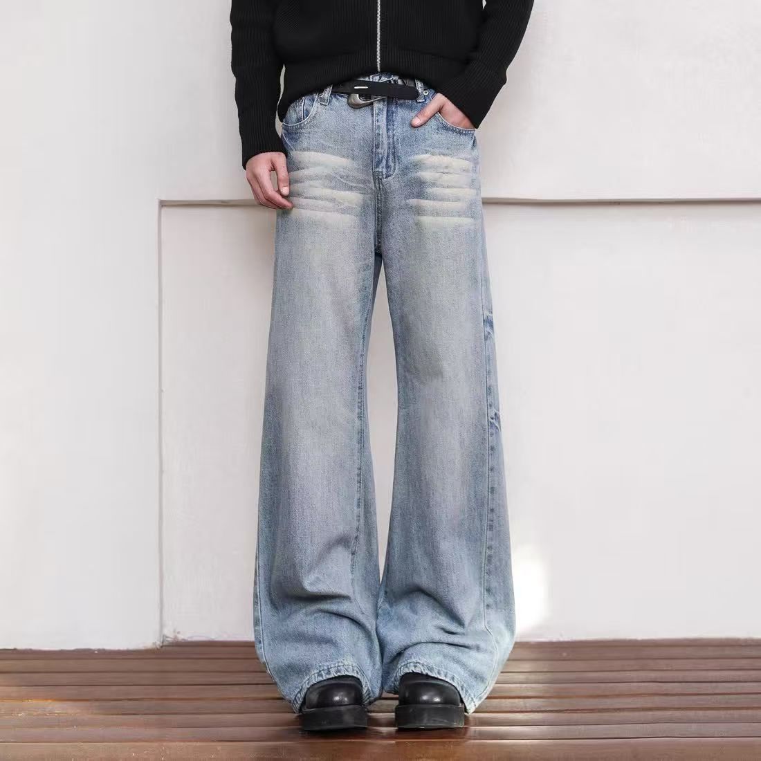 Vintage Blue Washed Vintage Casual Flared Jeans Size US 32 / EU 48 - 2 Thumbnail