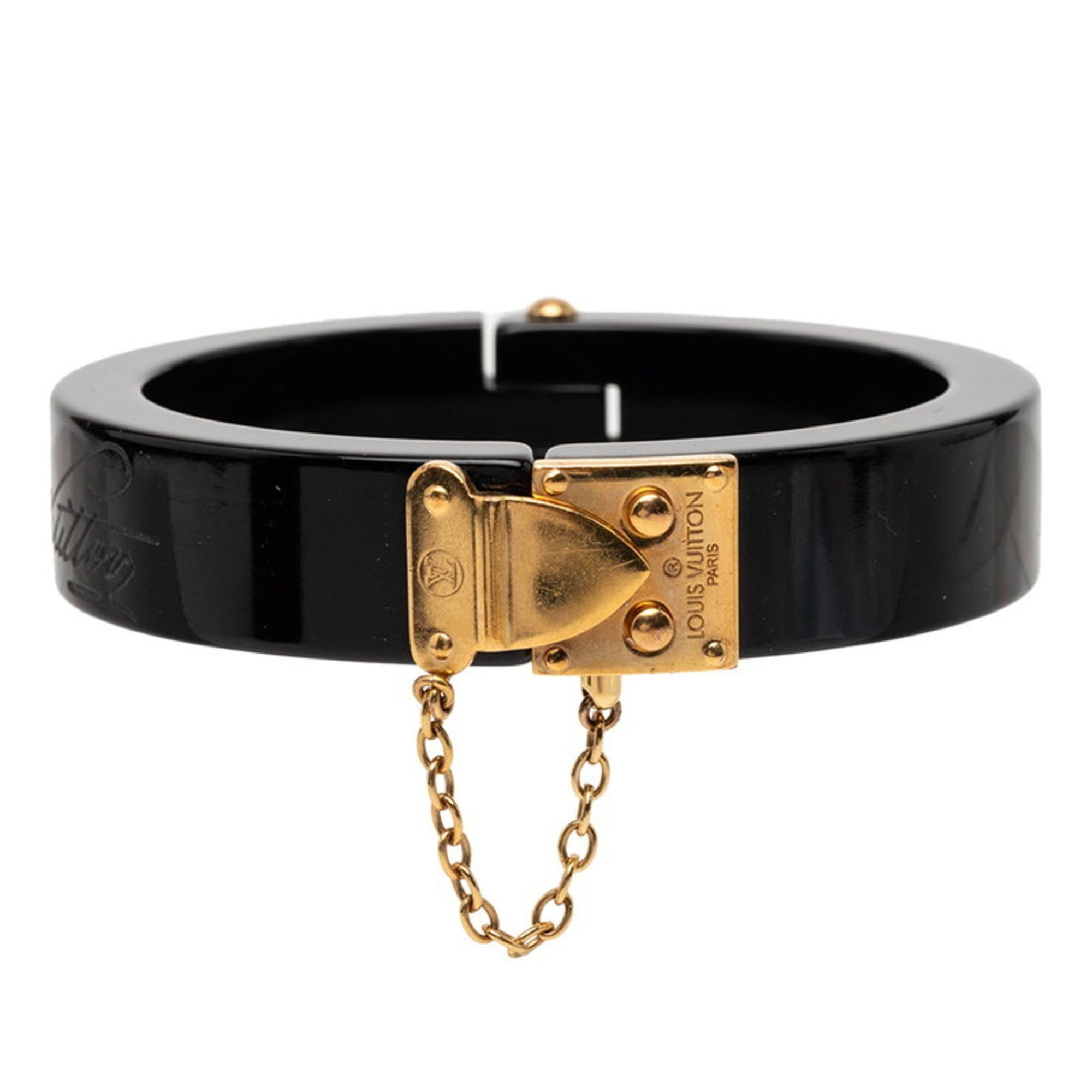 Louis Vuitton Louis Vuitton LockMe Bangle Bracelet in Black Gold with Plastic Plated for Women Size ONE SIZE - 1 Thumbnail
